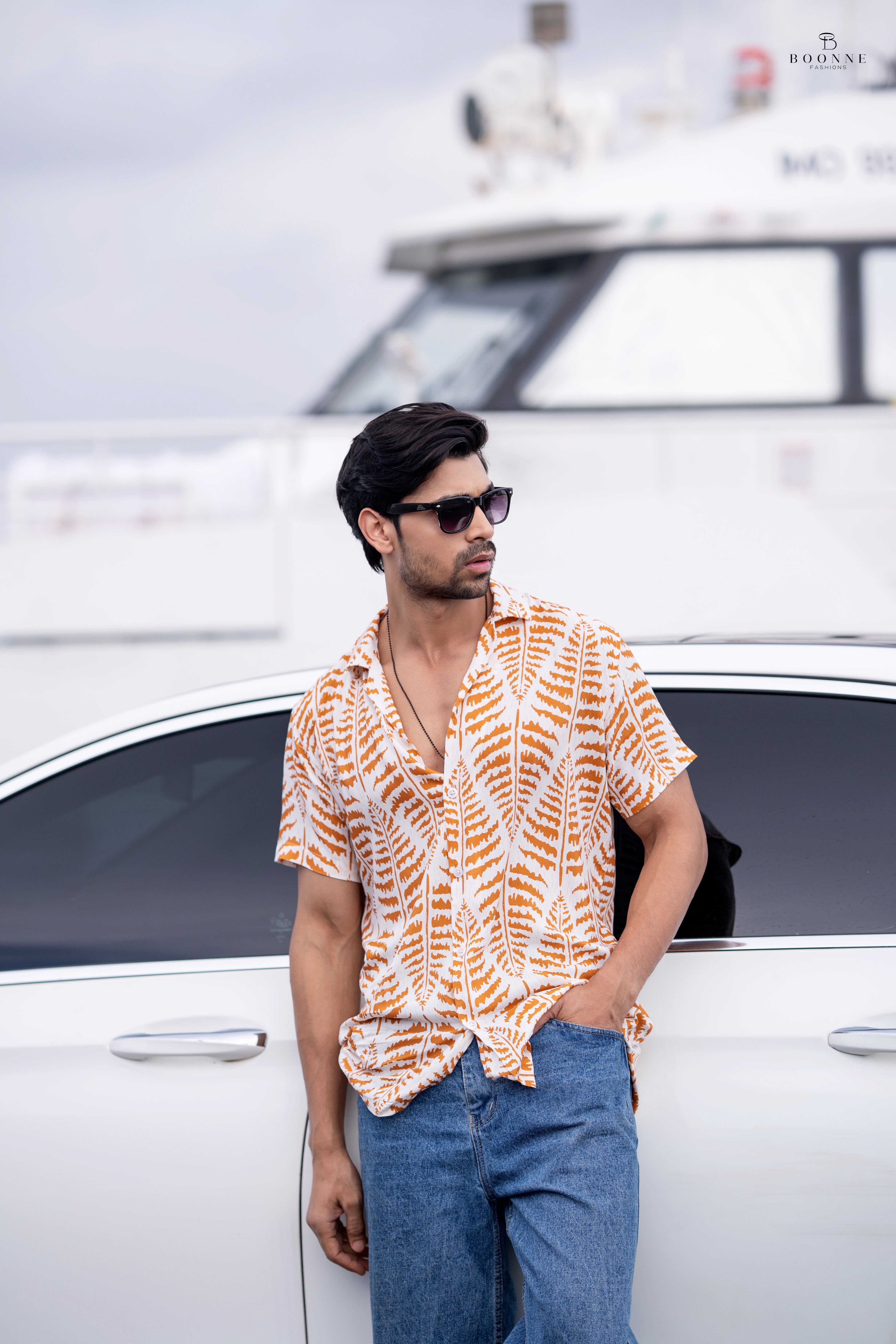 Printed Half sleeve loose fit - Brown