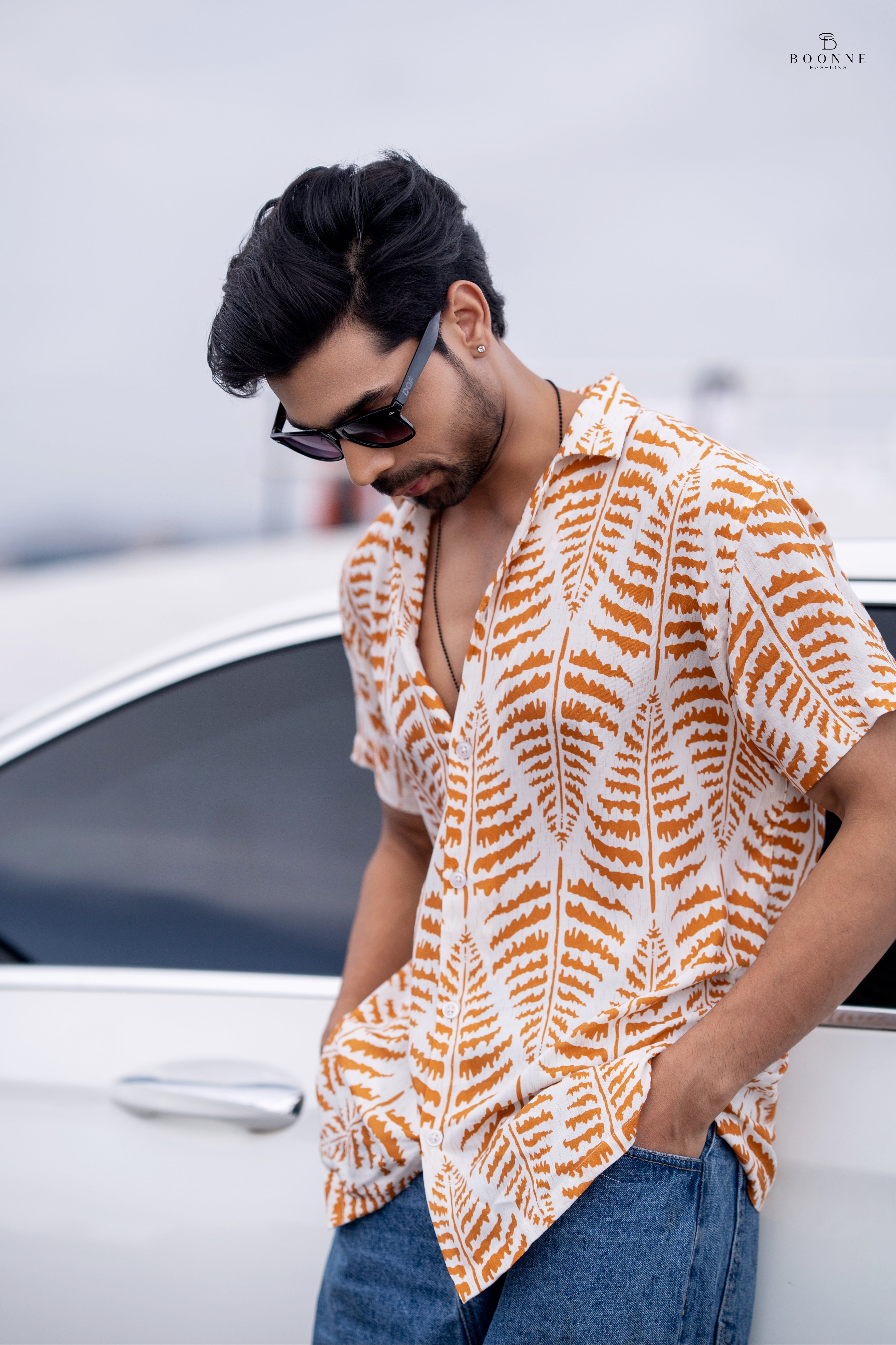 Printed Half sleeve loose fit - Brown