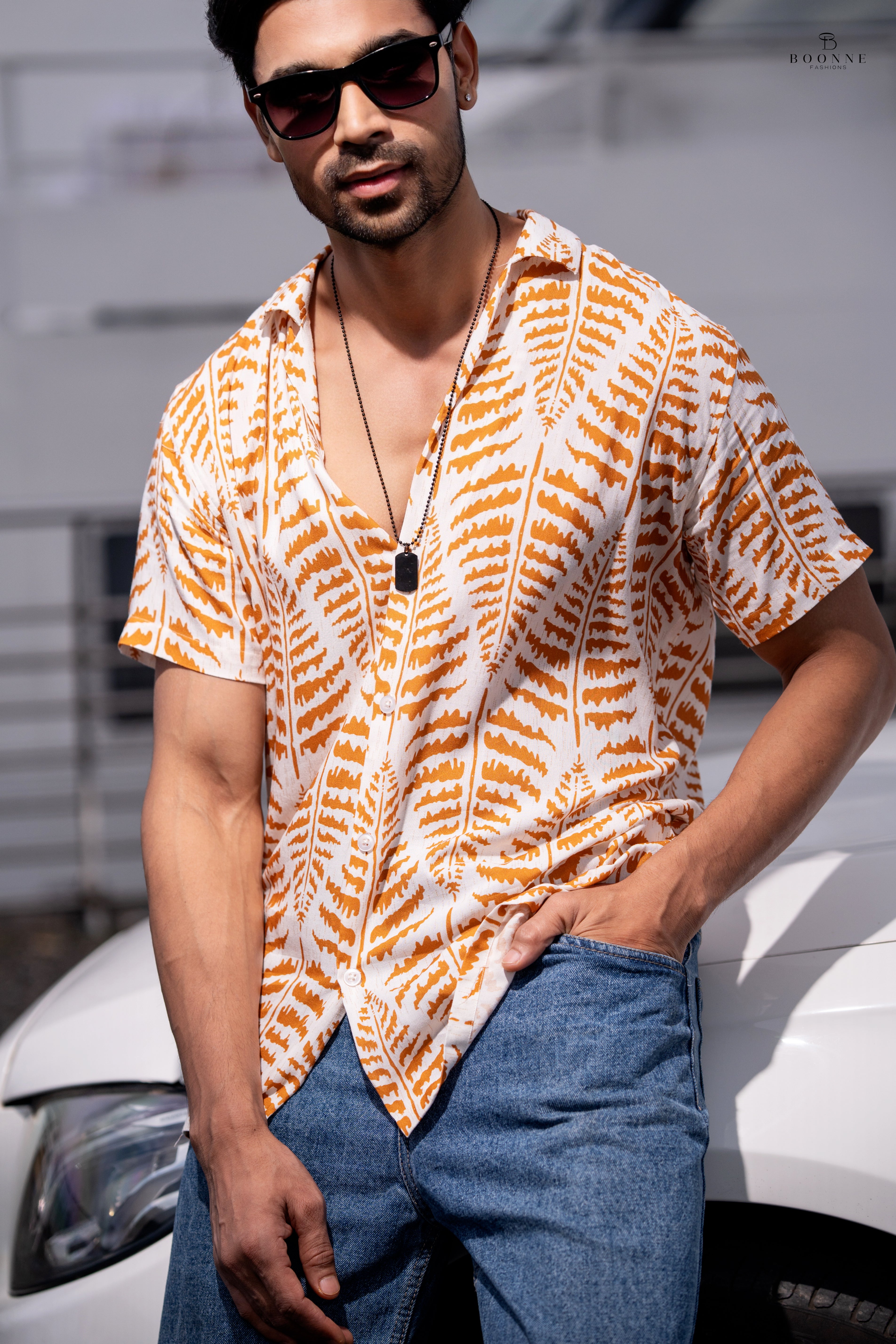 Printed Half sleeve loose fit - Brown