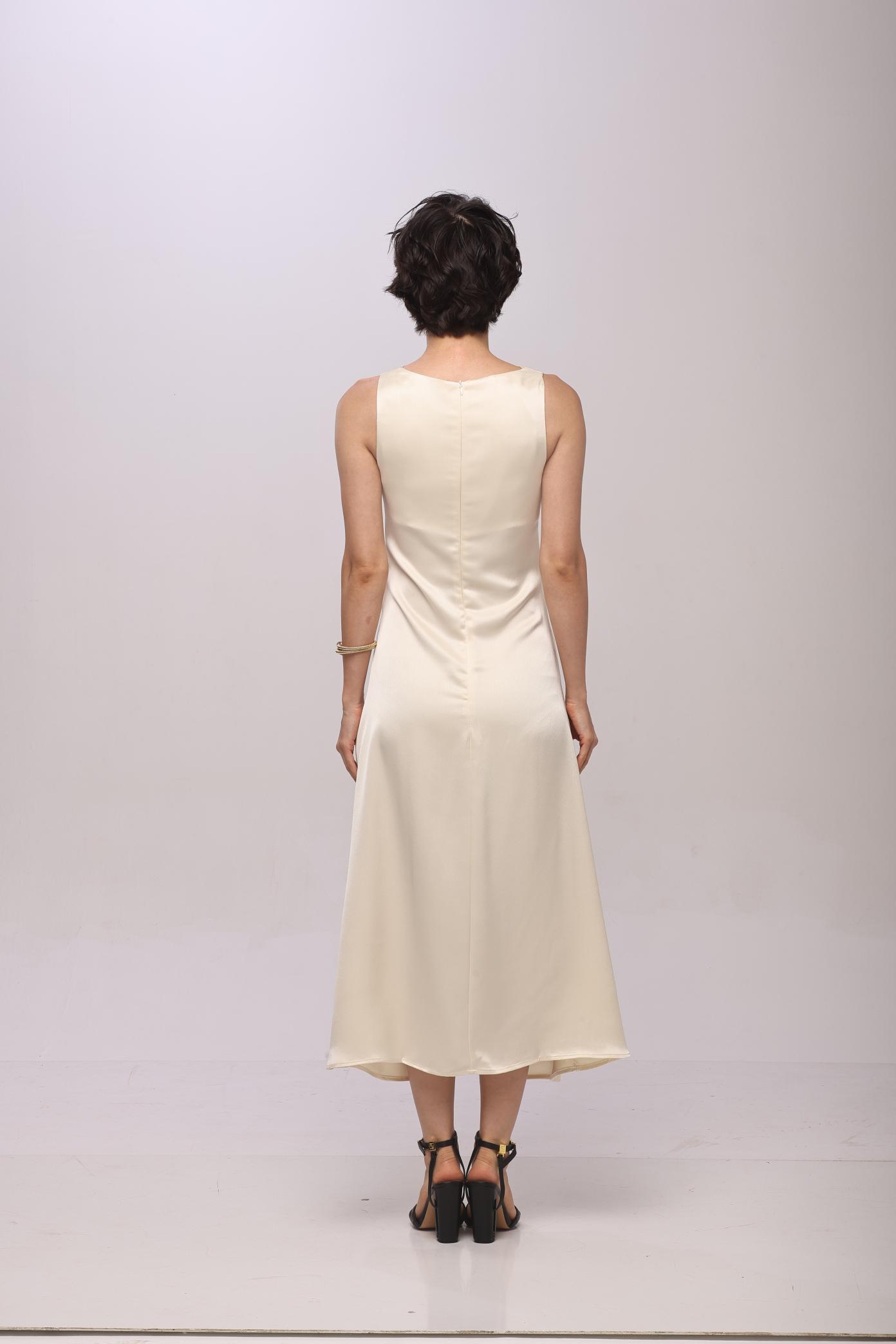 Solid Spaghetti Straps satin midi dress Begie