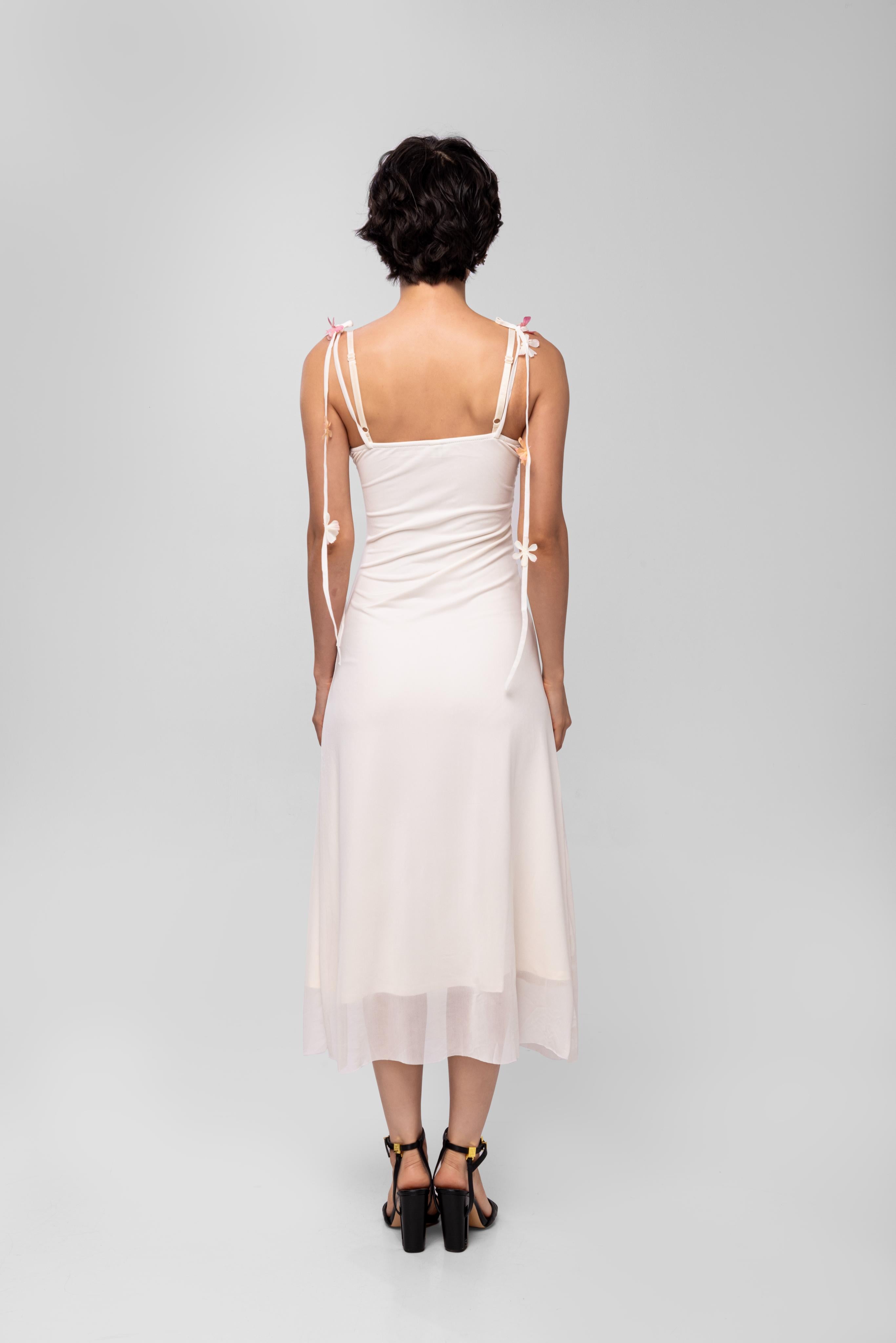 Solid Spaghetti Straps mesh midi dress