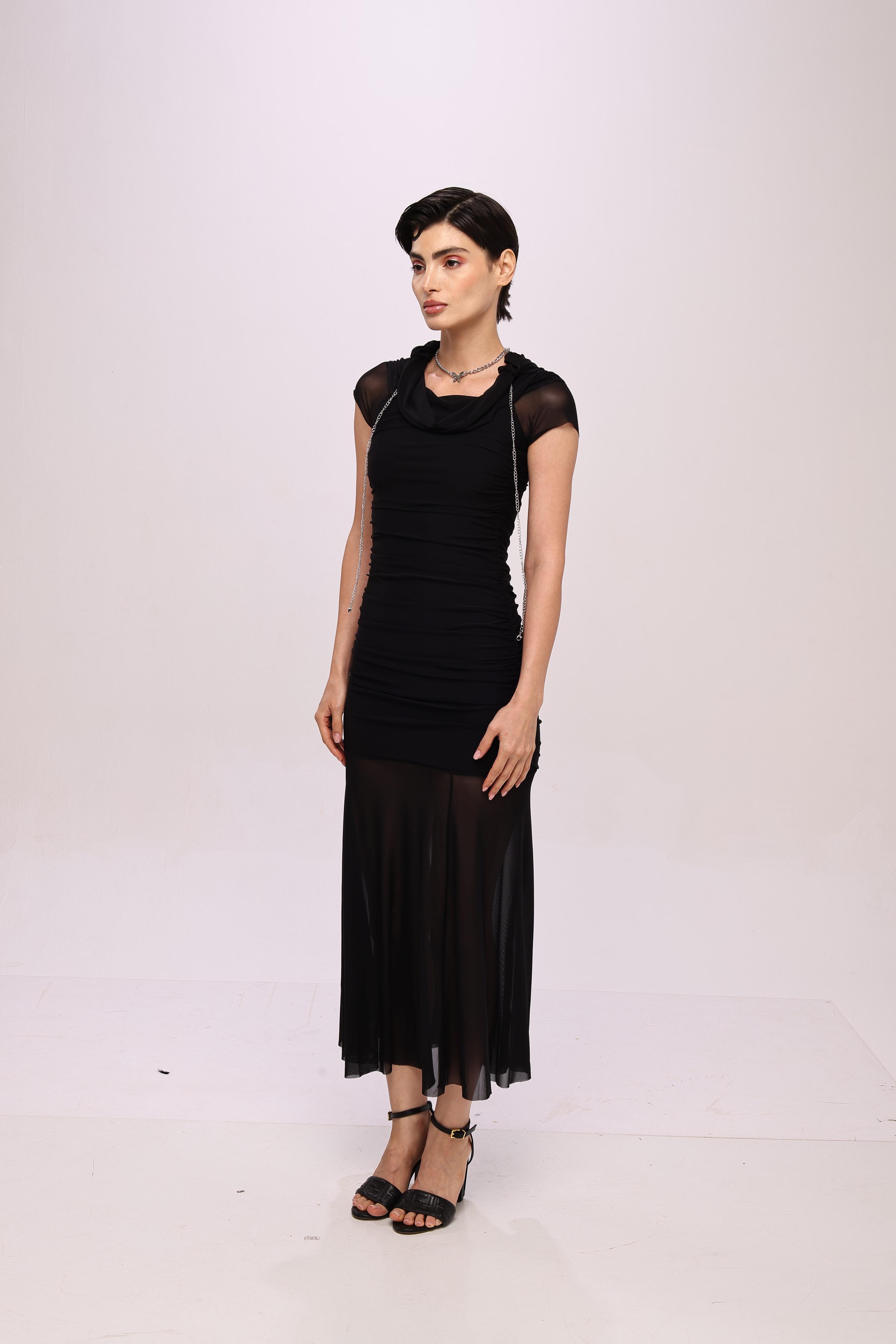 Halter neck Dress-Black
