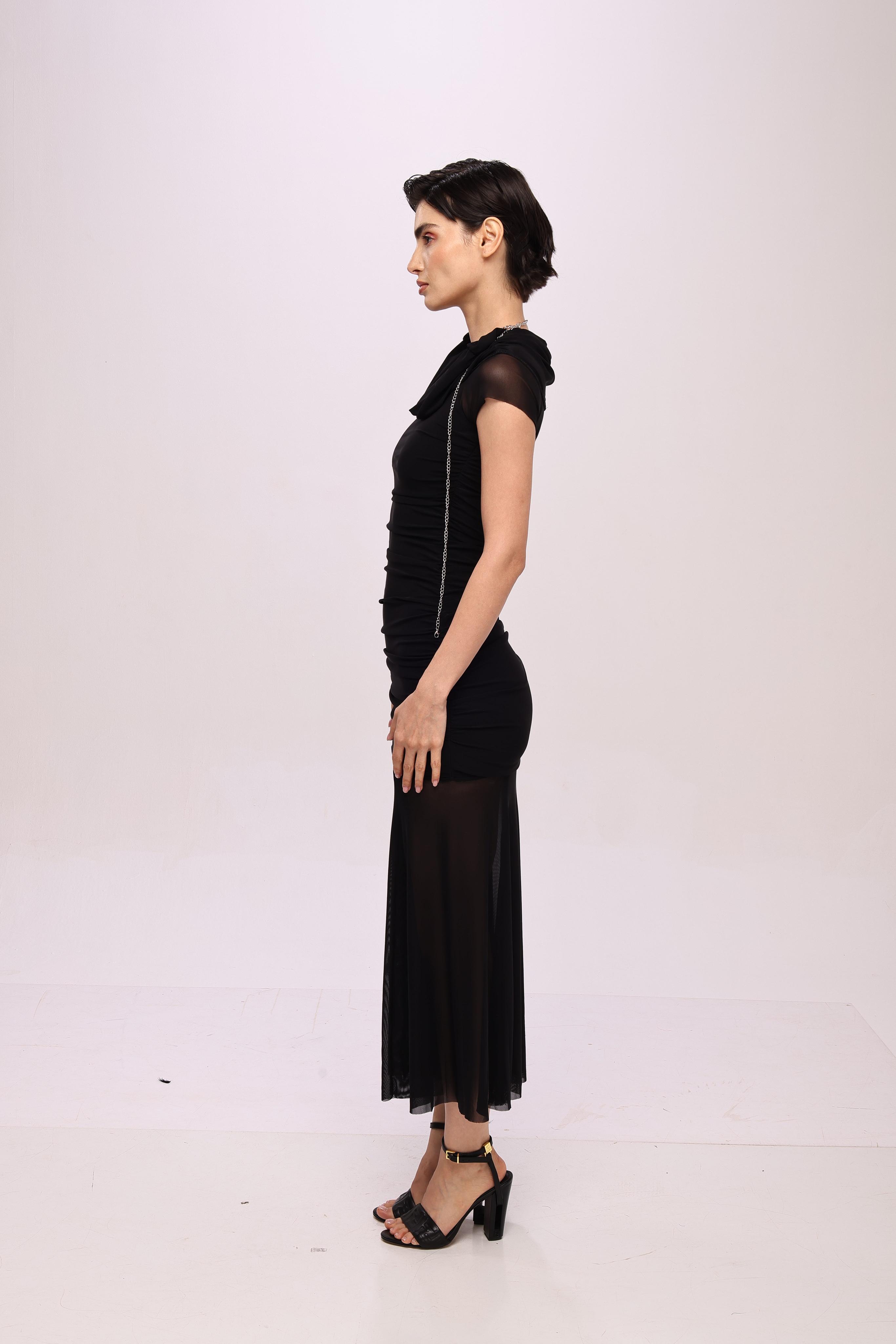 Halter neck Dress-Black