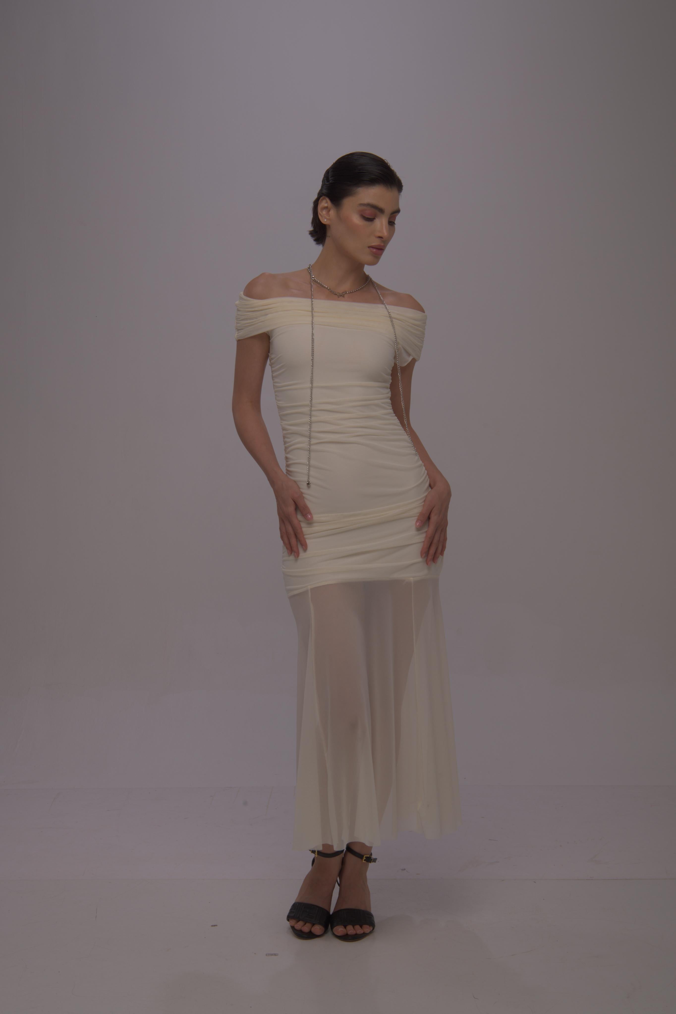 Halter neck Dress-Off White