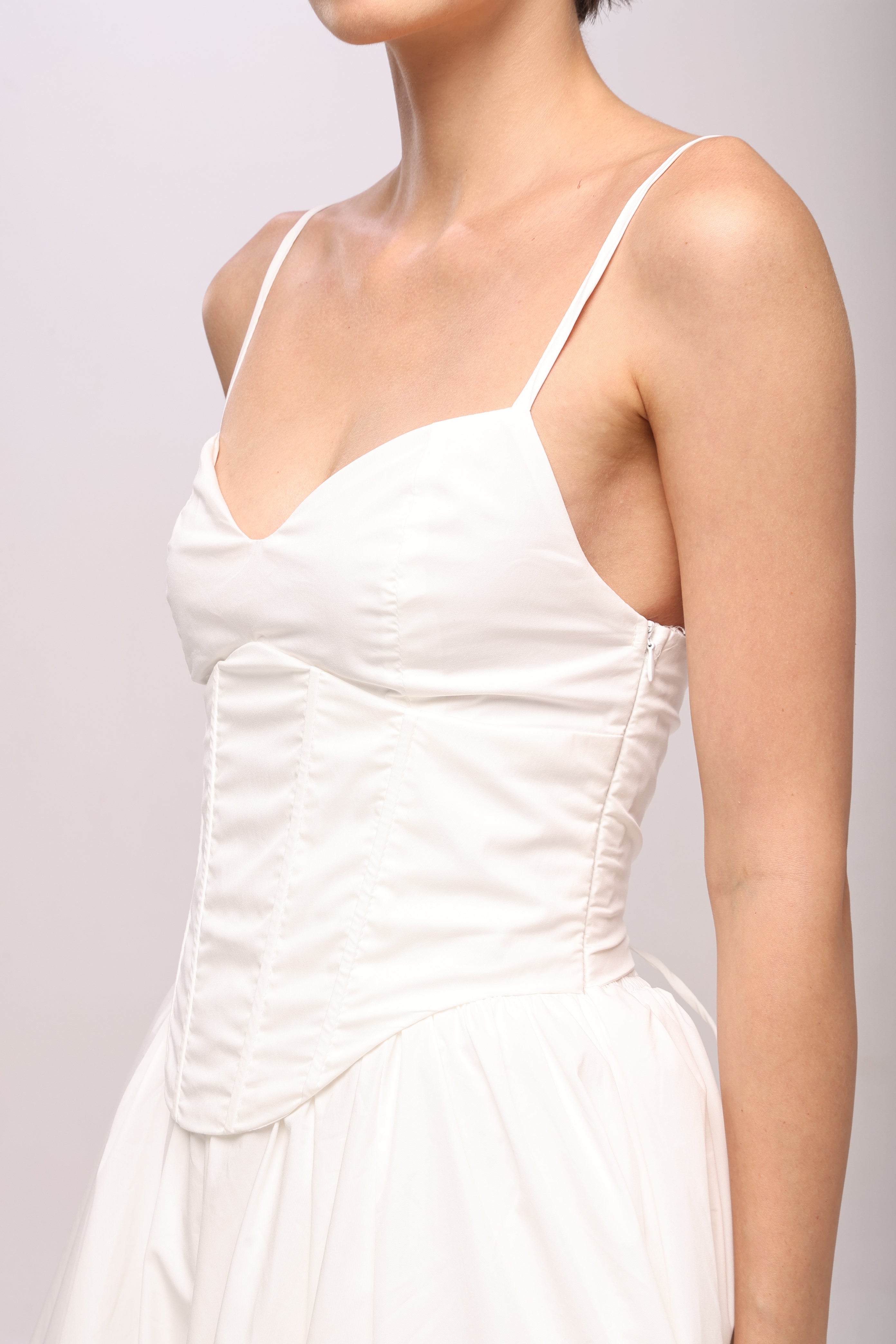 Solid Spaghetti Straps long princess dress White