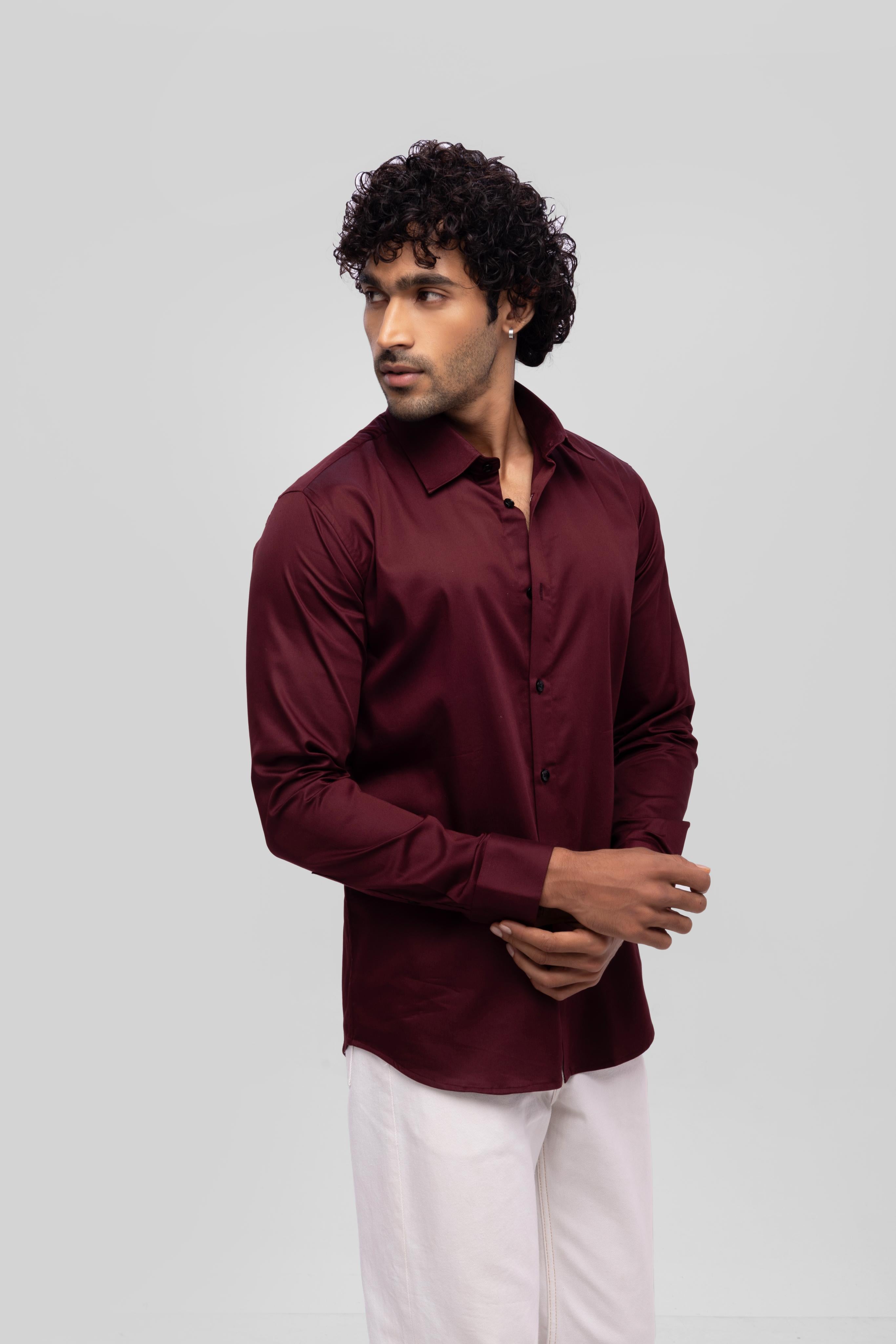 Full sleeve slim fit Shirt Maroon