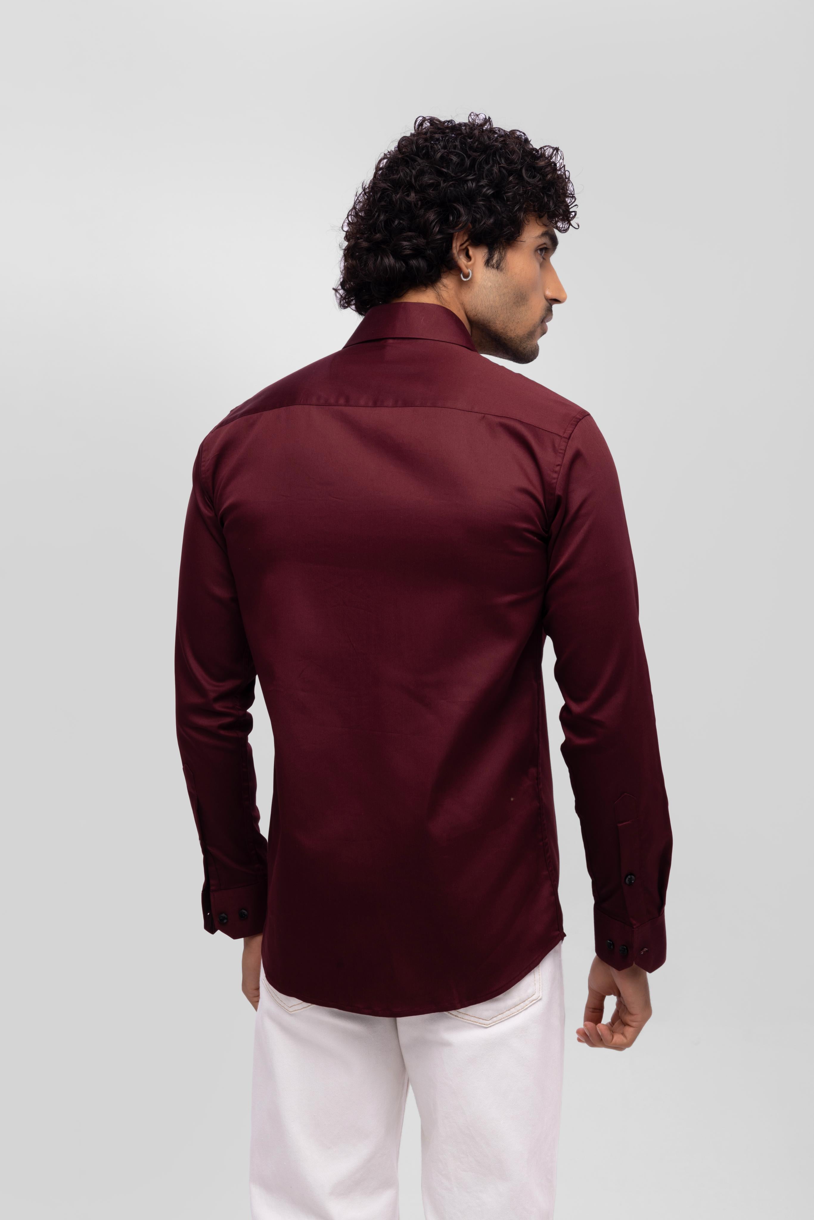 Full sleeve slim fit Shirt Maroon