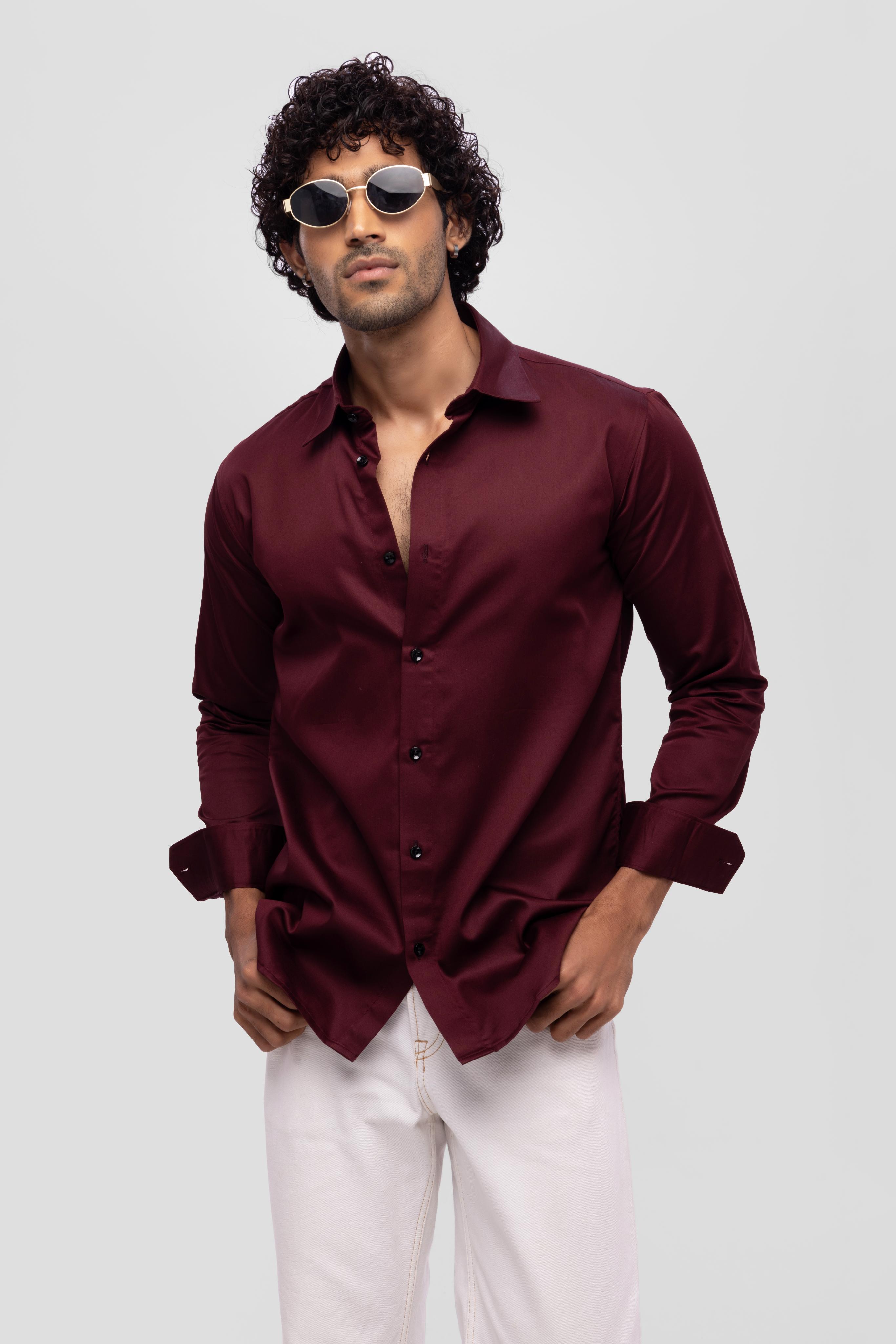 Full sleeve slim fit Shirt Maroon