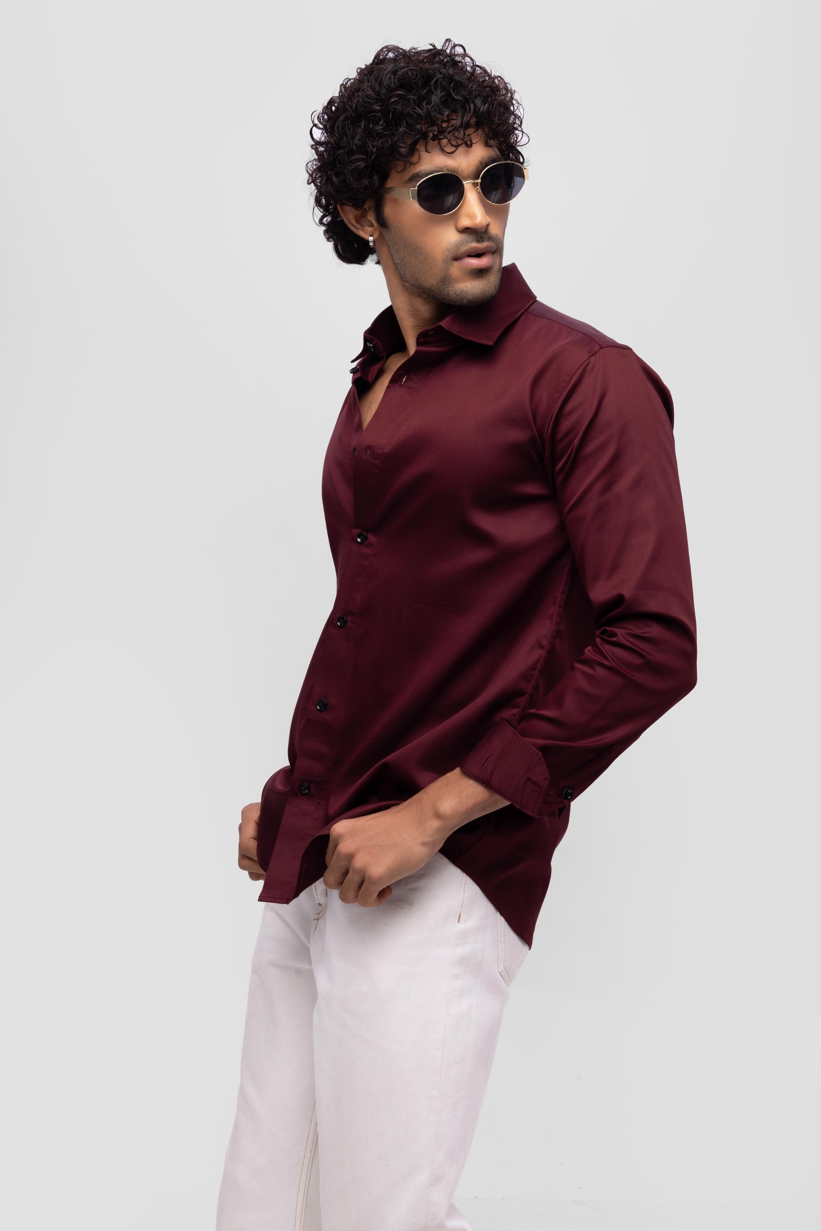 Full sleeve slim fit Shirt Maroon