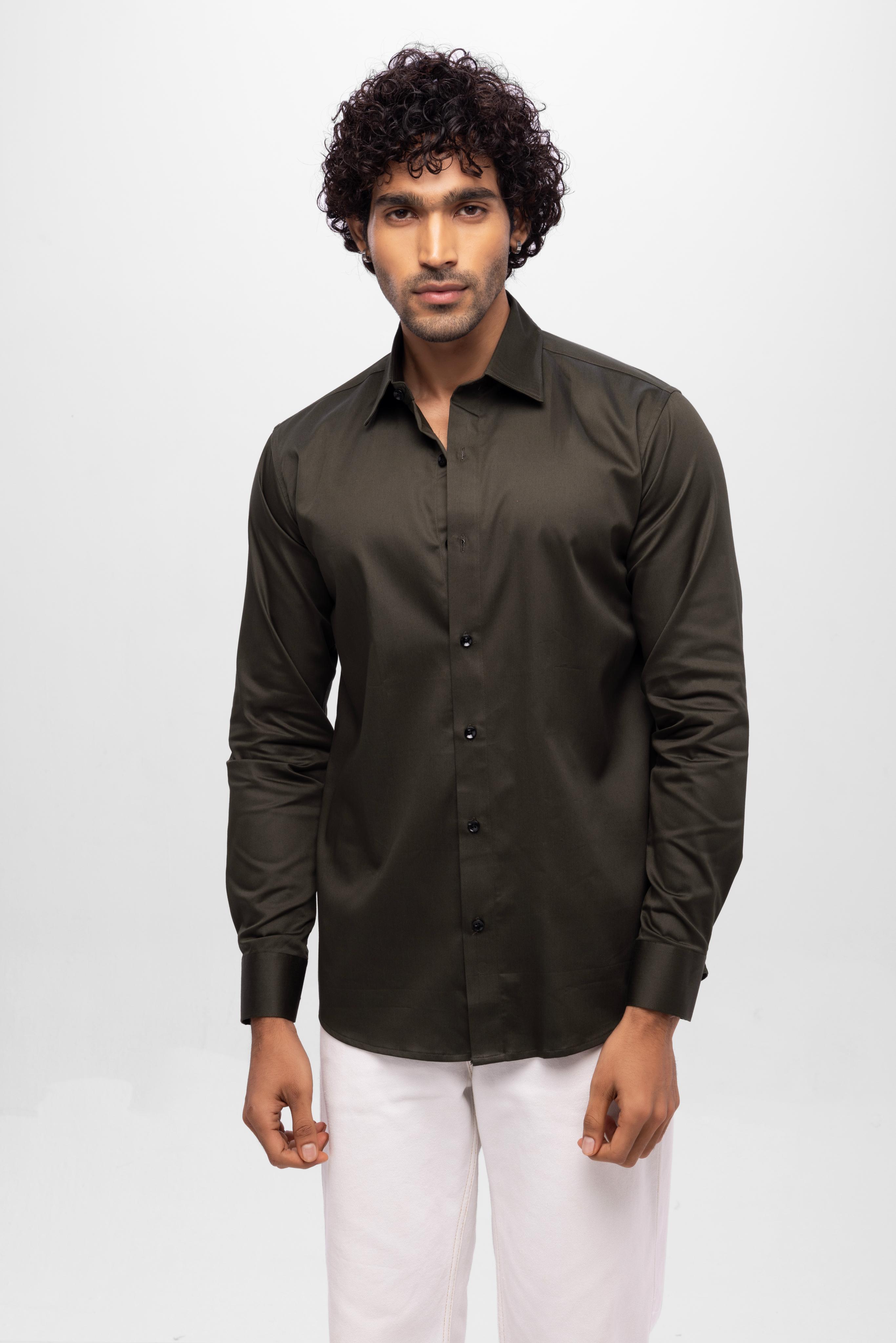 Full sleeve slim fit Shirt Olive