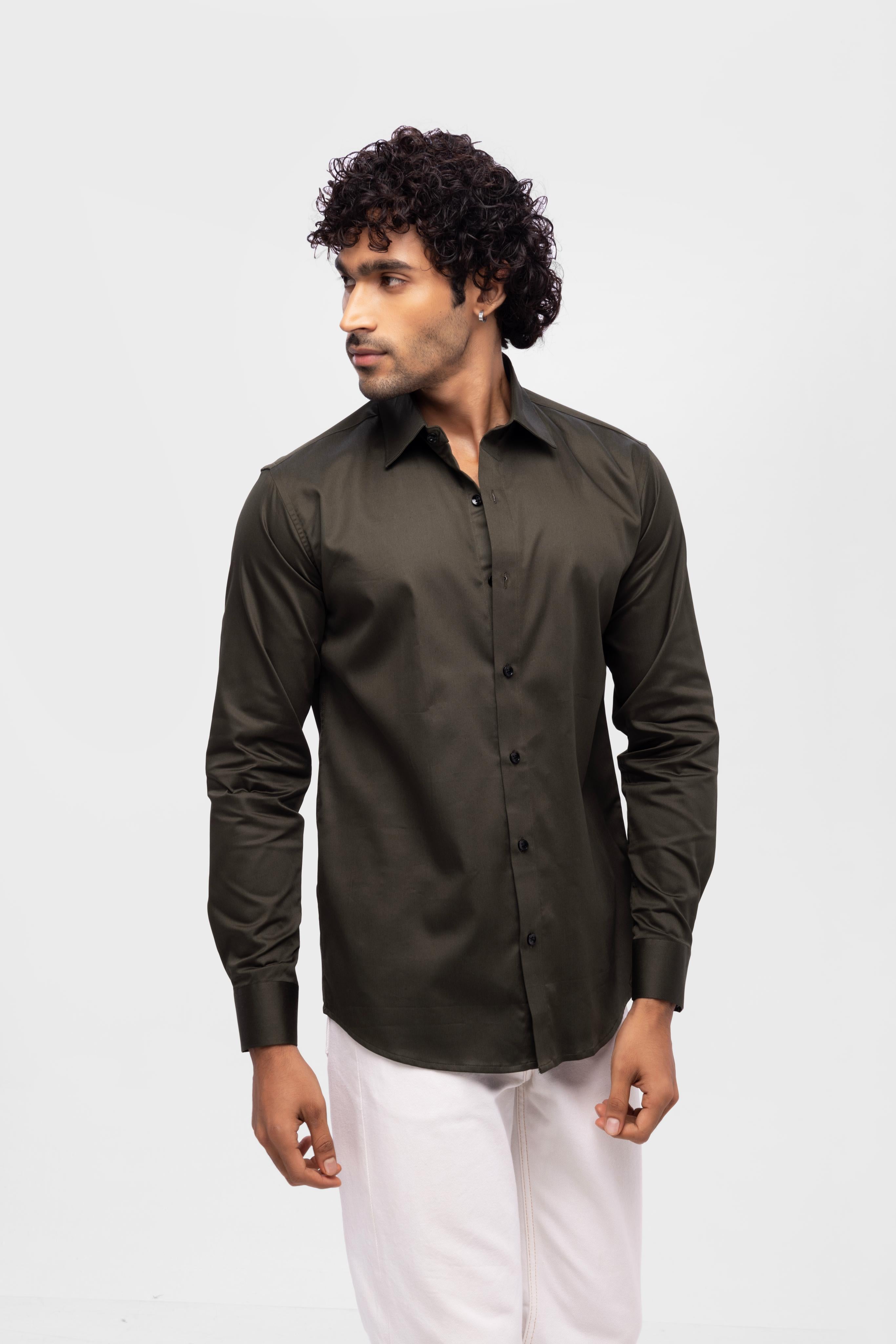Full sleeve slim fit Shirt Olive