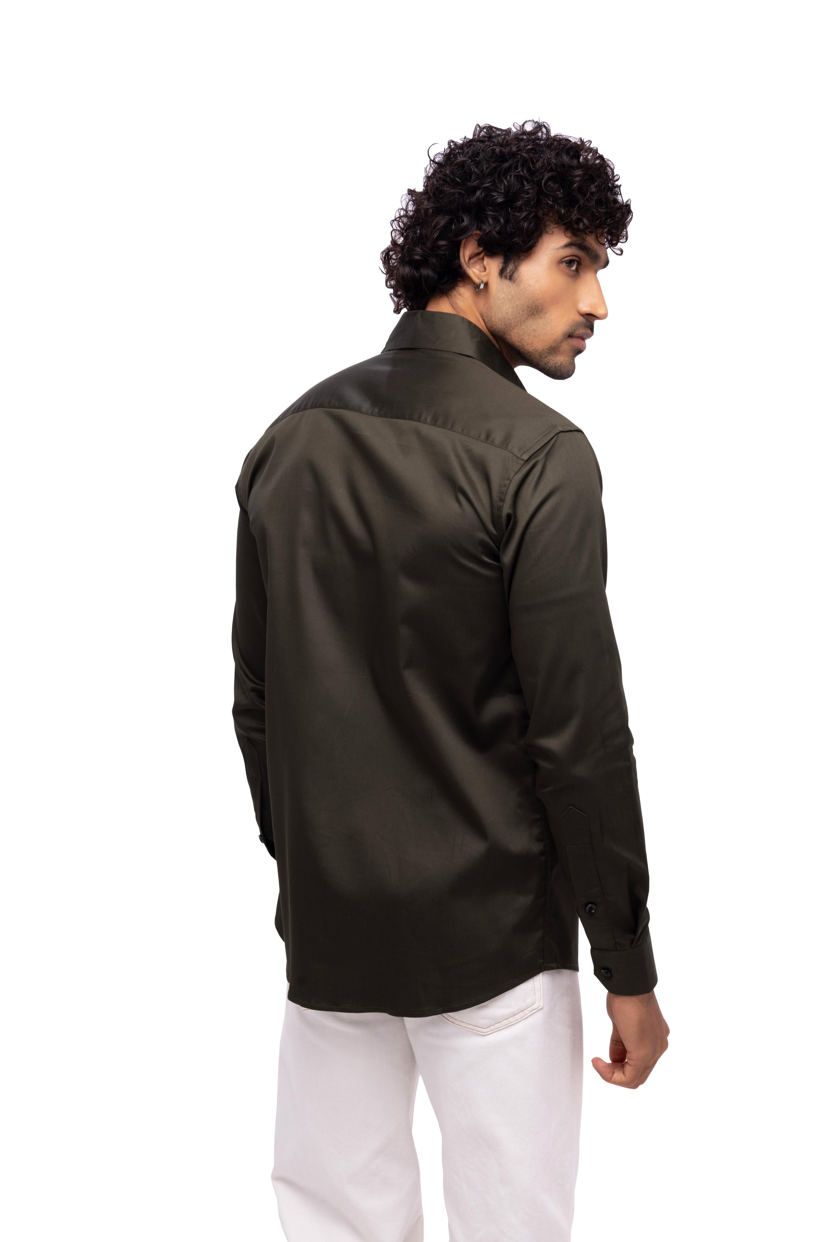 Full sleeve slim fit Shirt Olive
