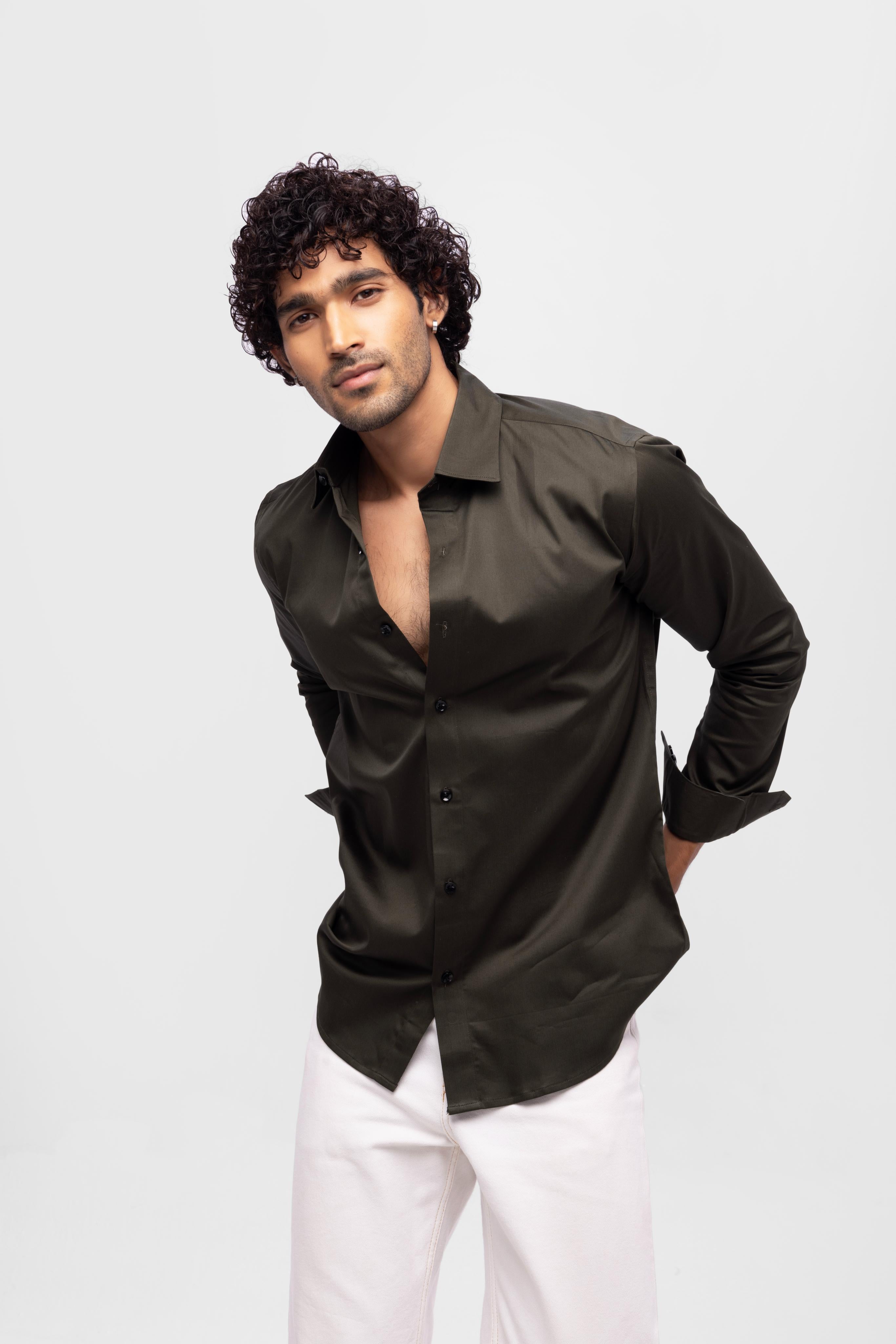 Full sleeve slim fit Shirt Olive