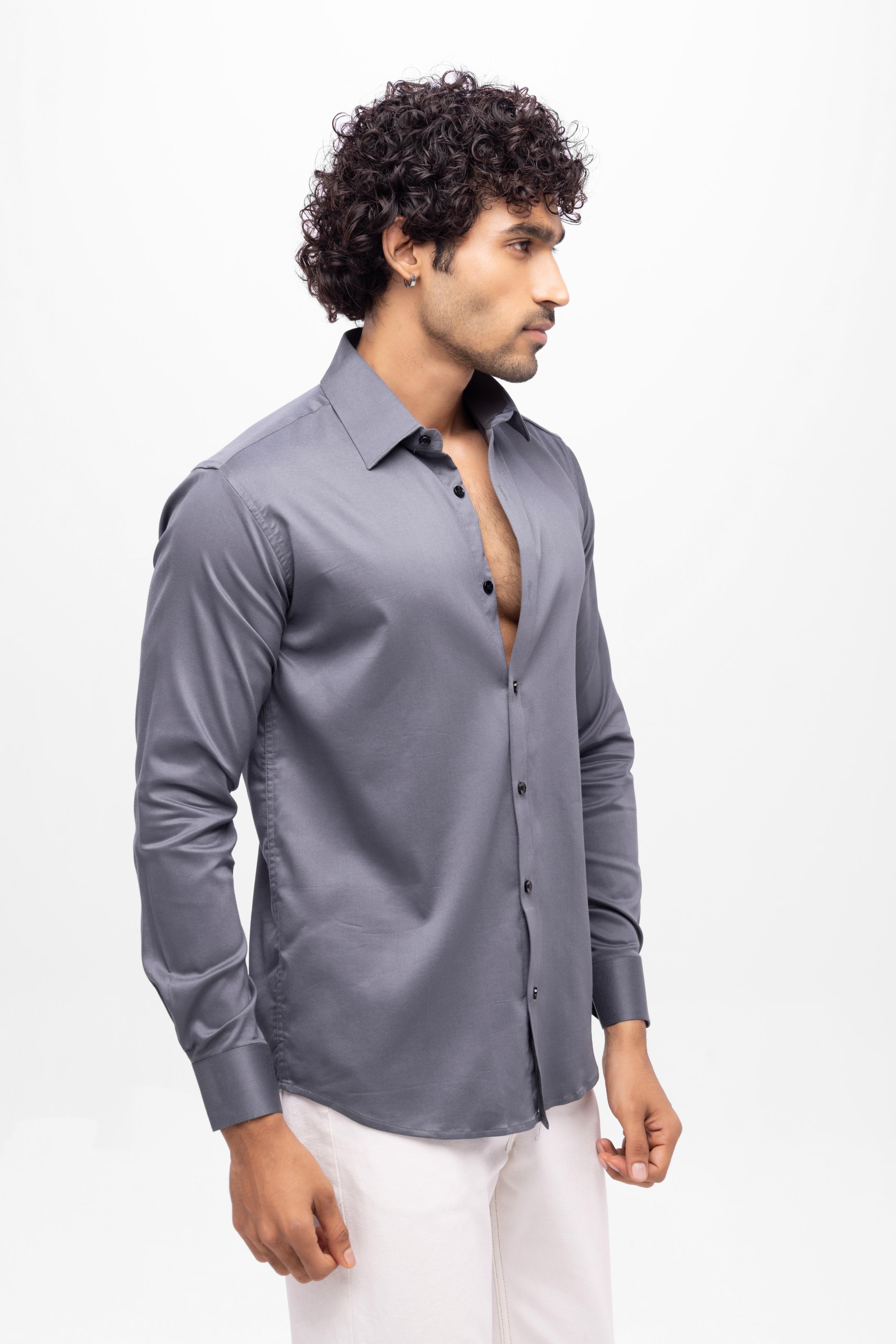 Full sleeve slim fit Shirt Grey