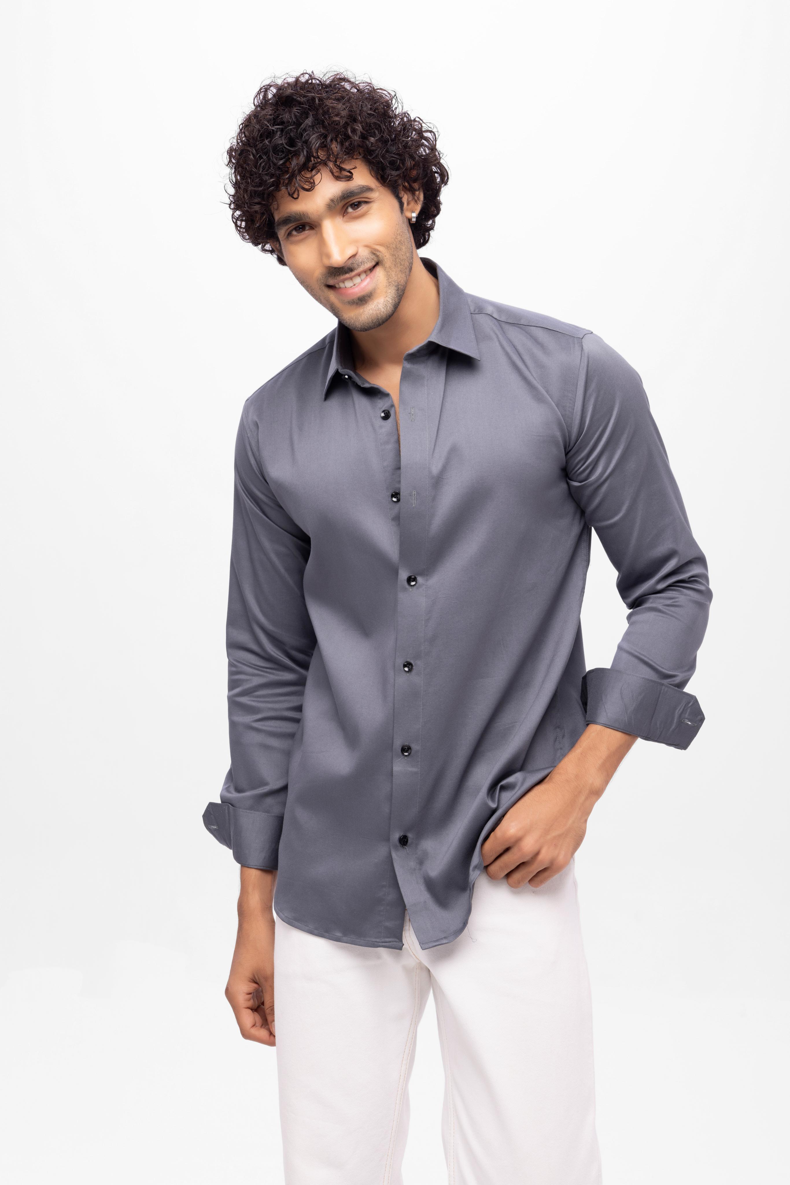 Full sleeve slim fit Shirt Grey