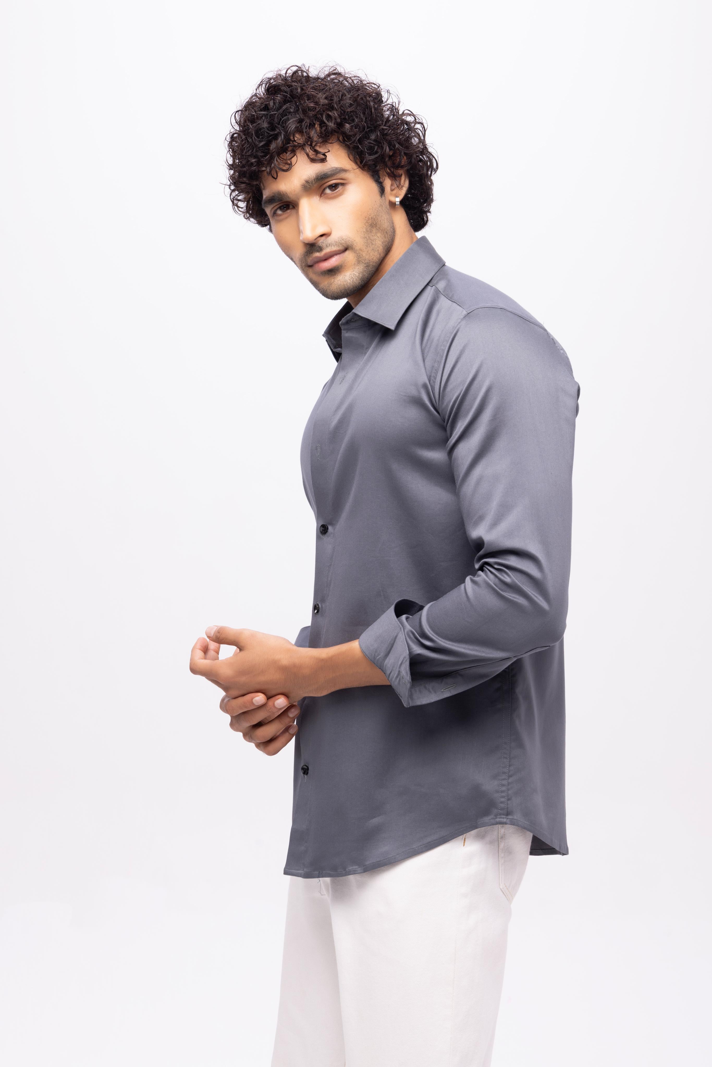 Full sleeve slim fit Shirt Grey