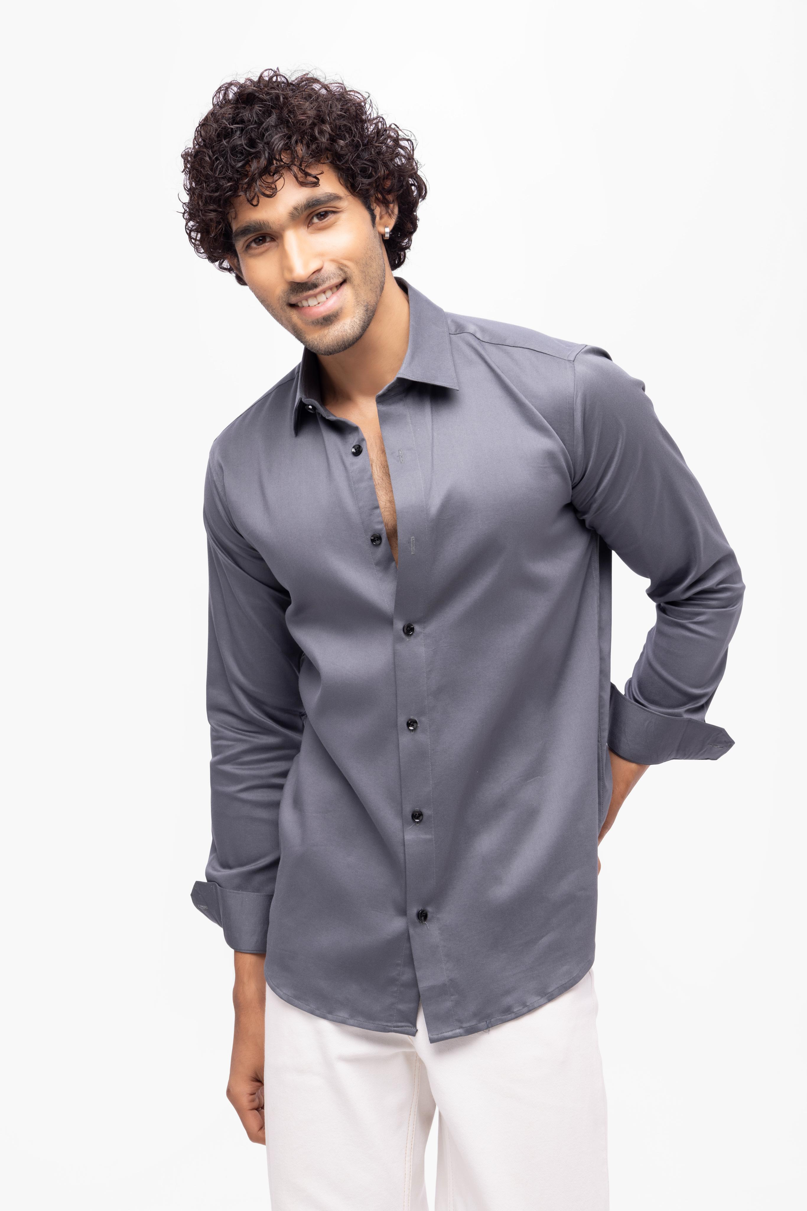 Full sleeve slim fit Shirt Grey
