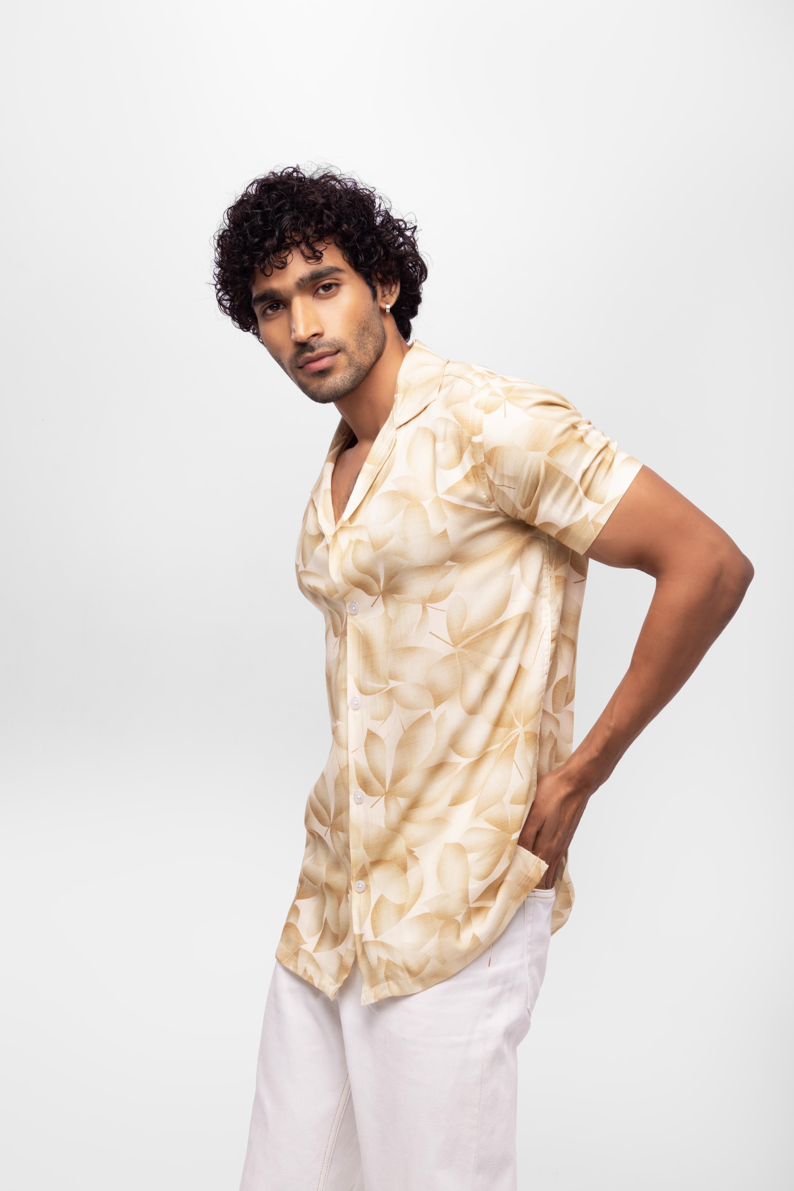 Regular Half sleeve loose fit regular- Beige