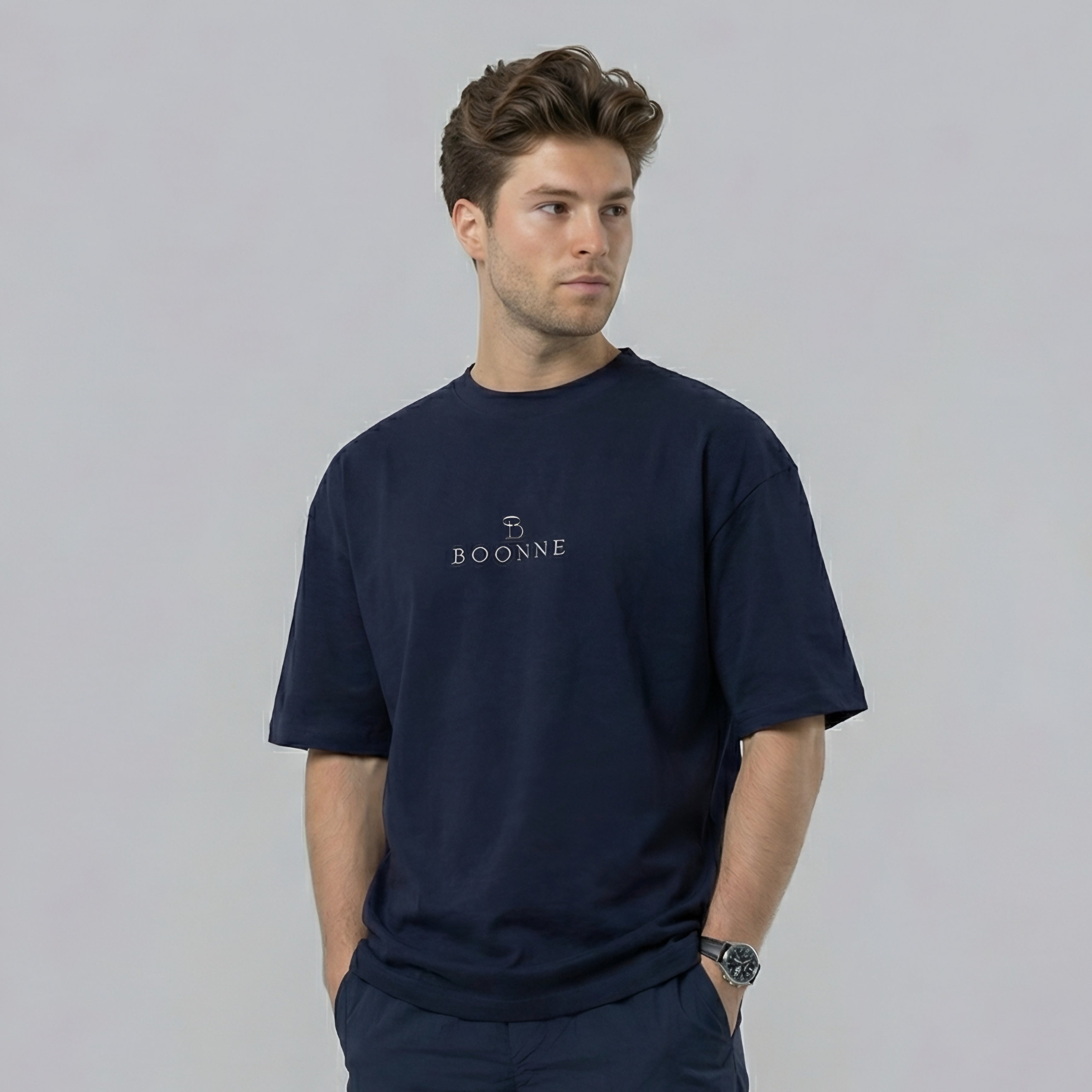 Premium cotton oversized men’s T-shirt-Navy