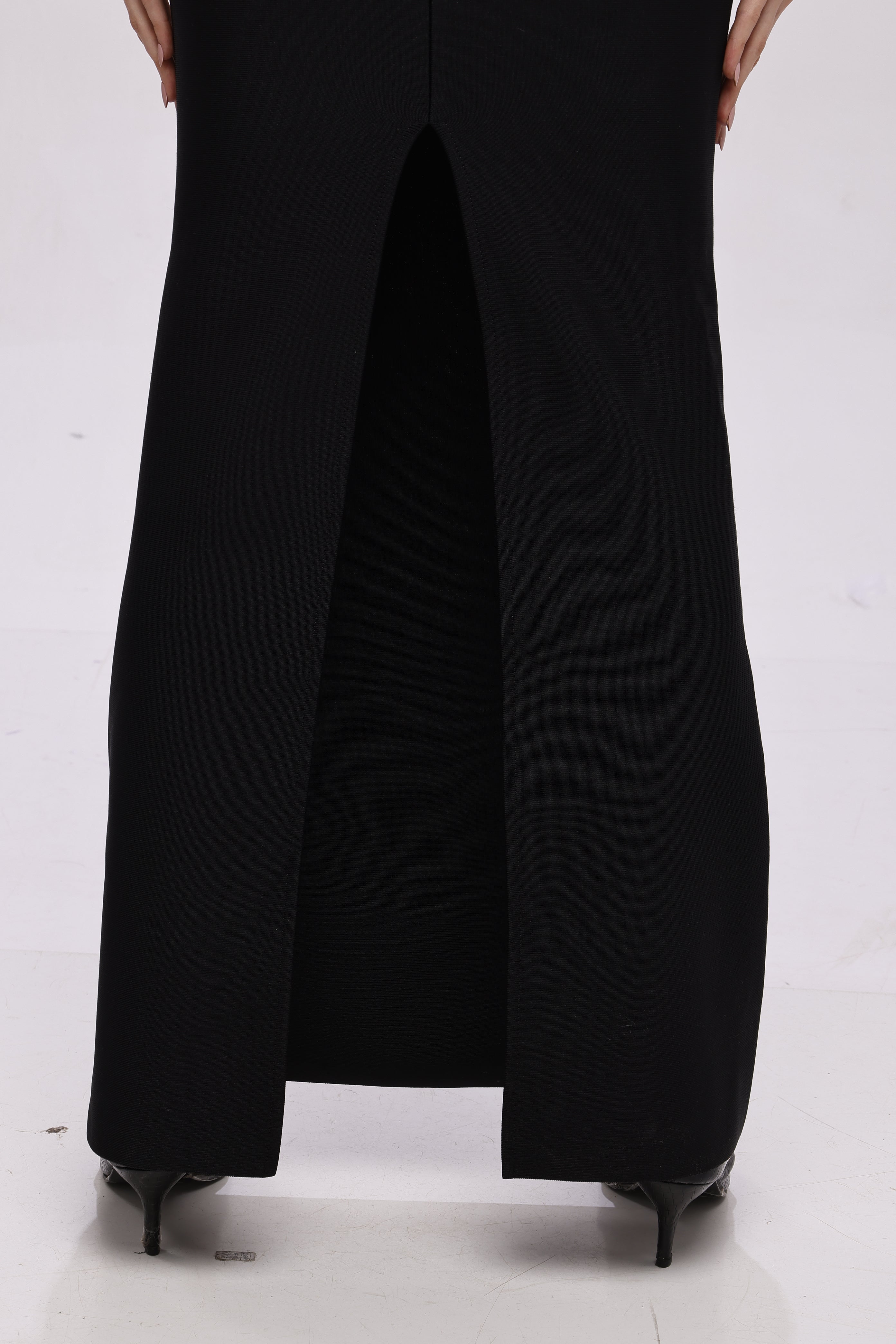 Bandage flower top co-ord skirt set Black