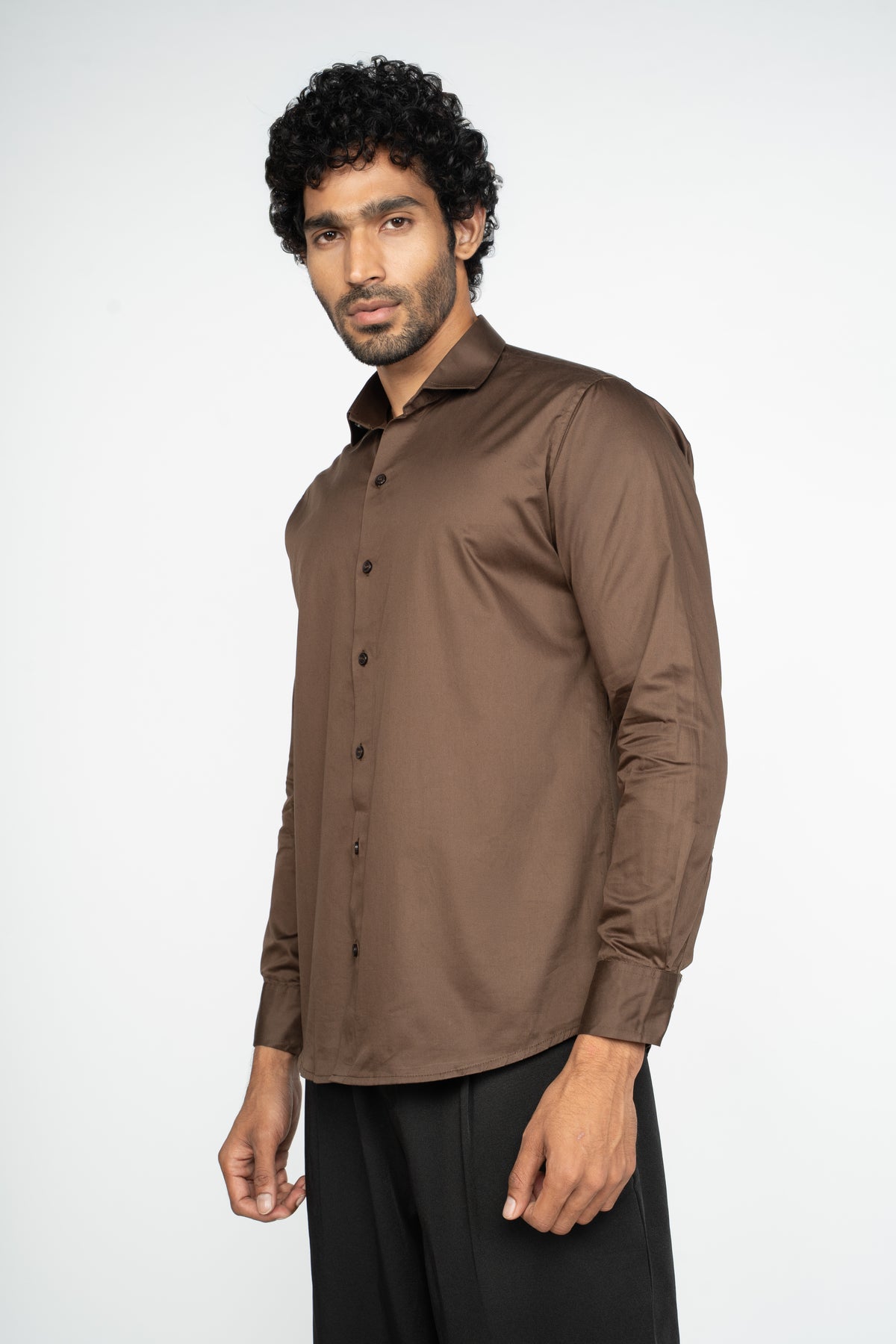 Full sleeve slim fit Burnt Brown Shirt