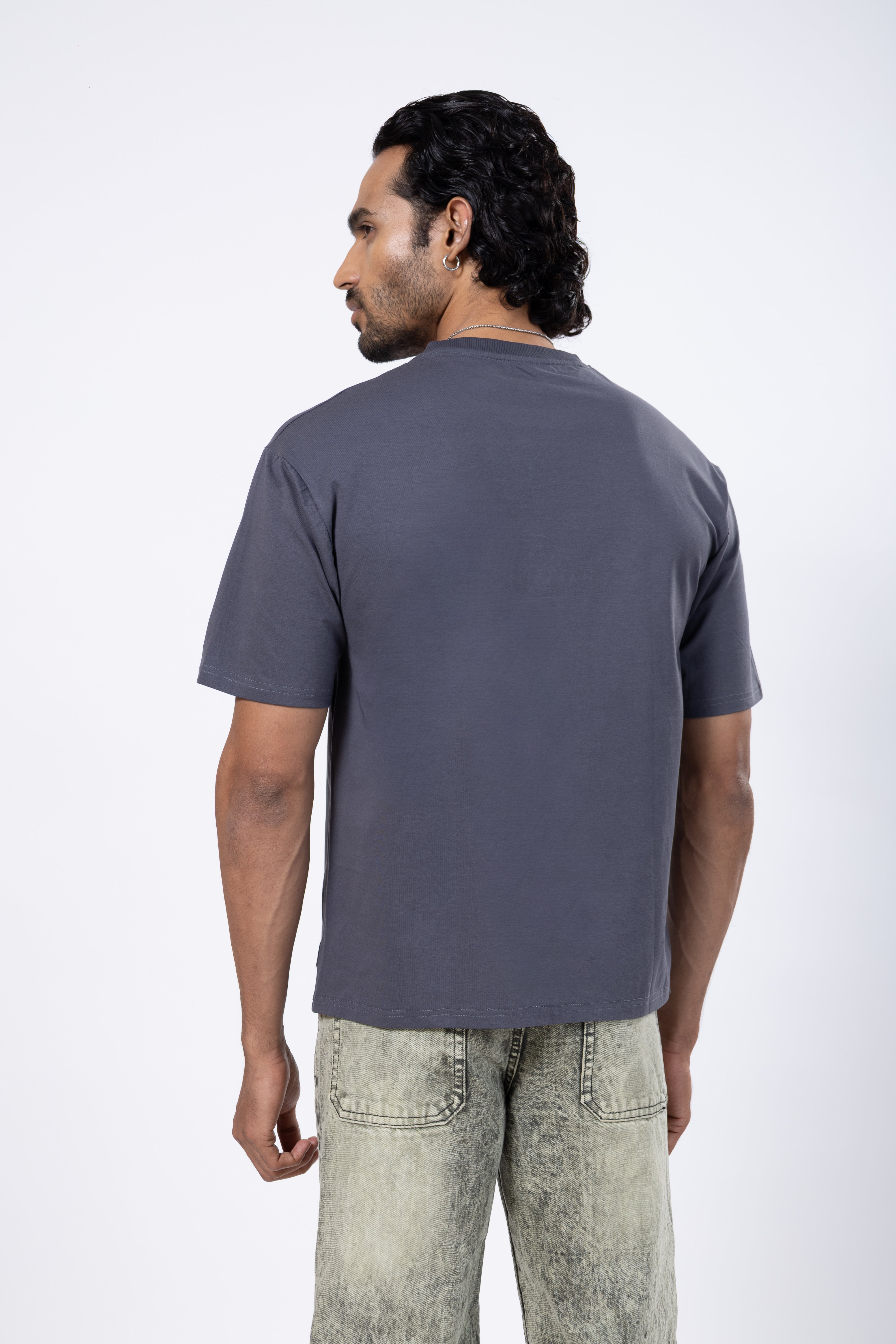 Premium cotton oversized men’s T-shirt-Dark Grey