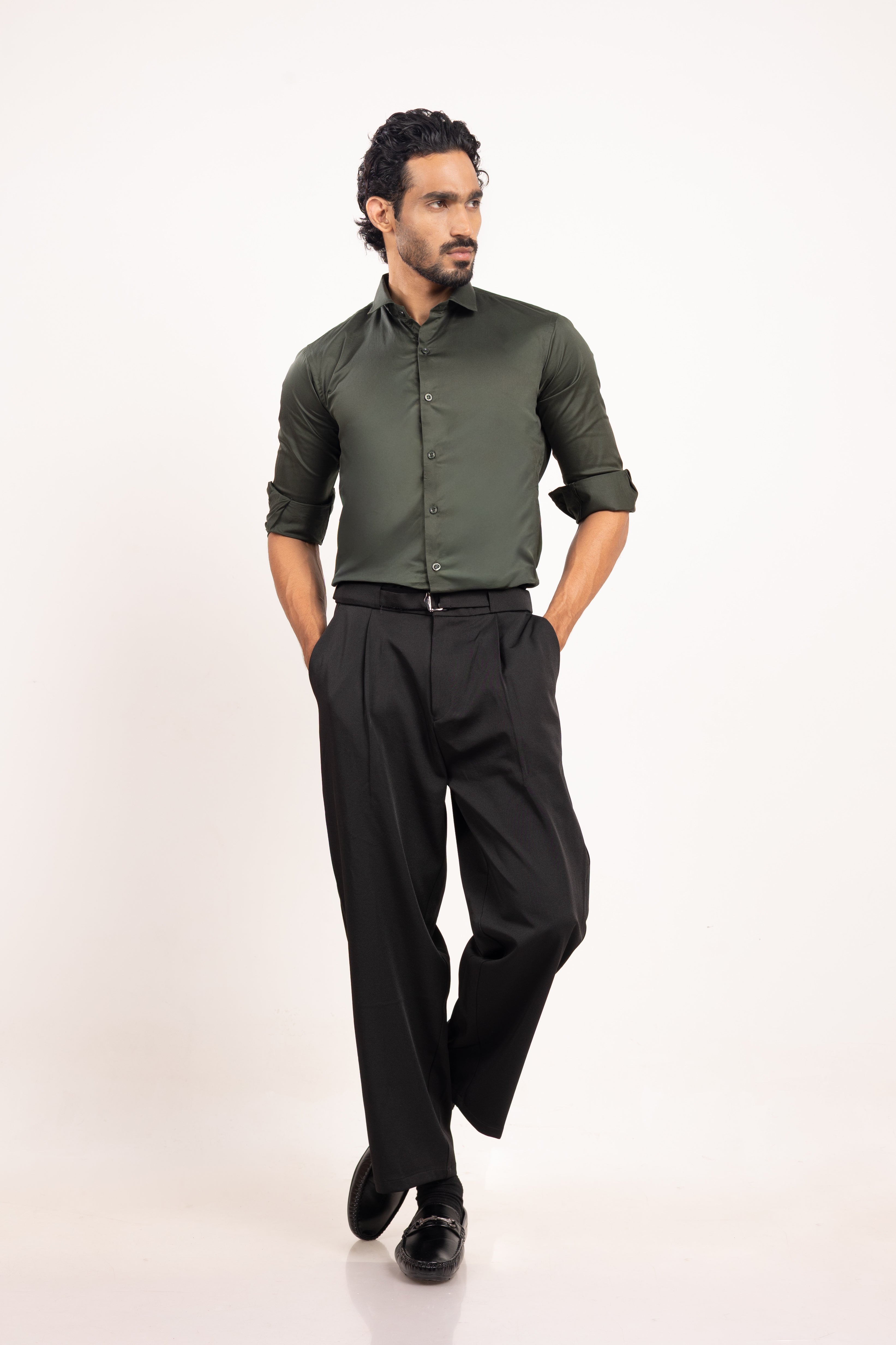 Full sleeve slim fit Shirt Olive