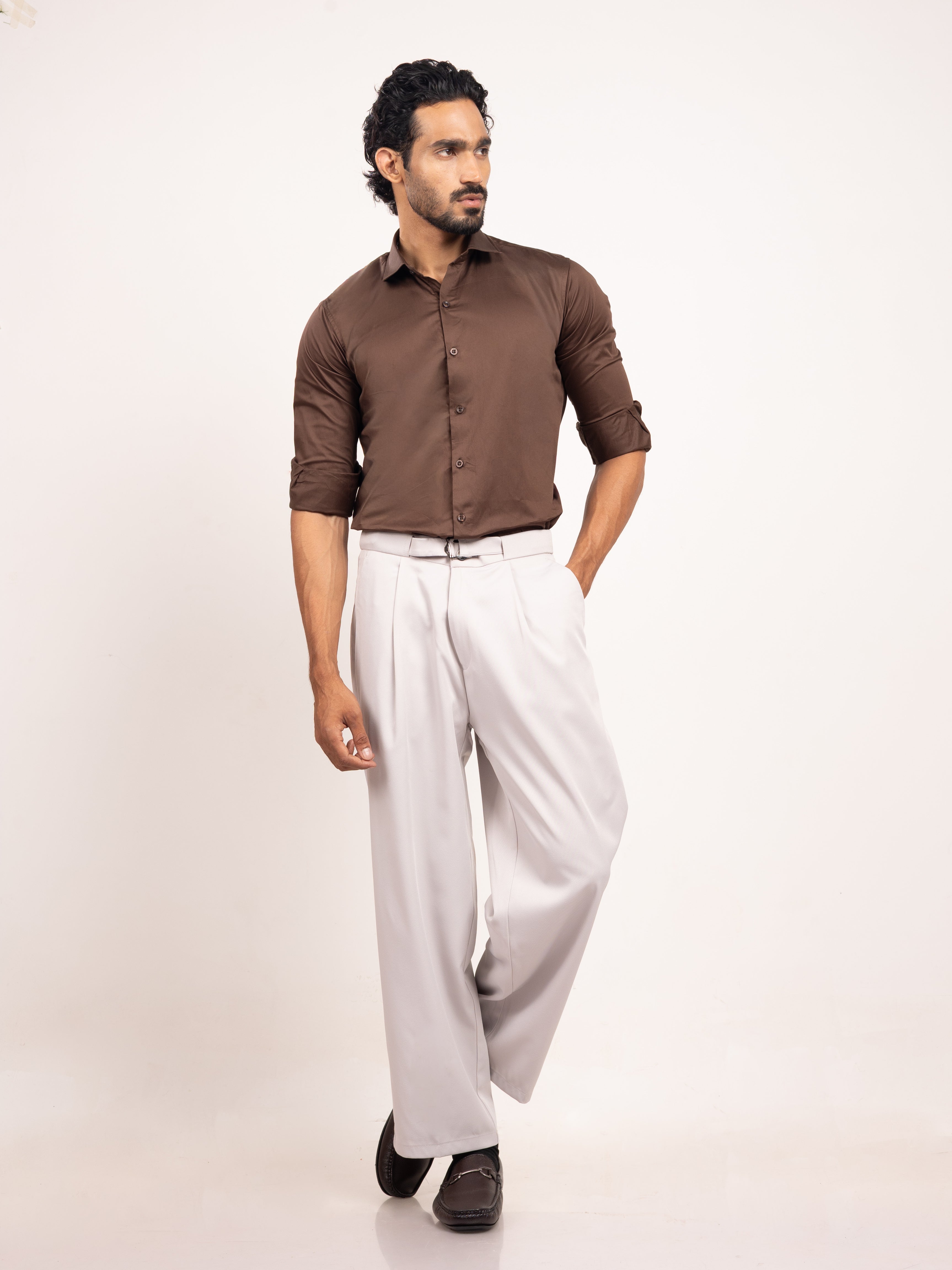Full sleeve slim fit Shirt Brown