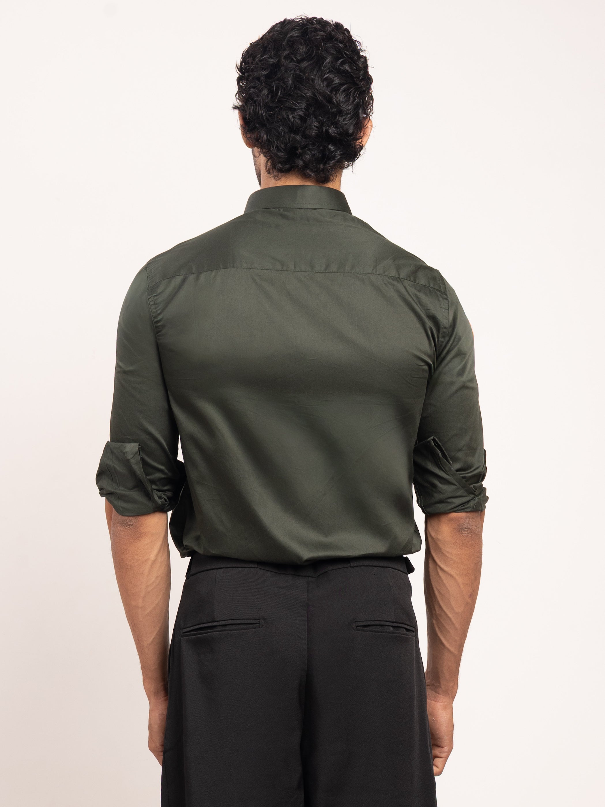 Full sleeve slim fit Shirt Olive