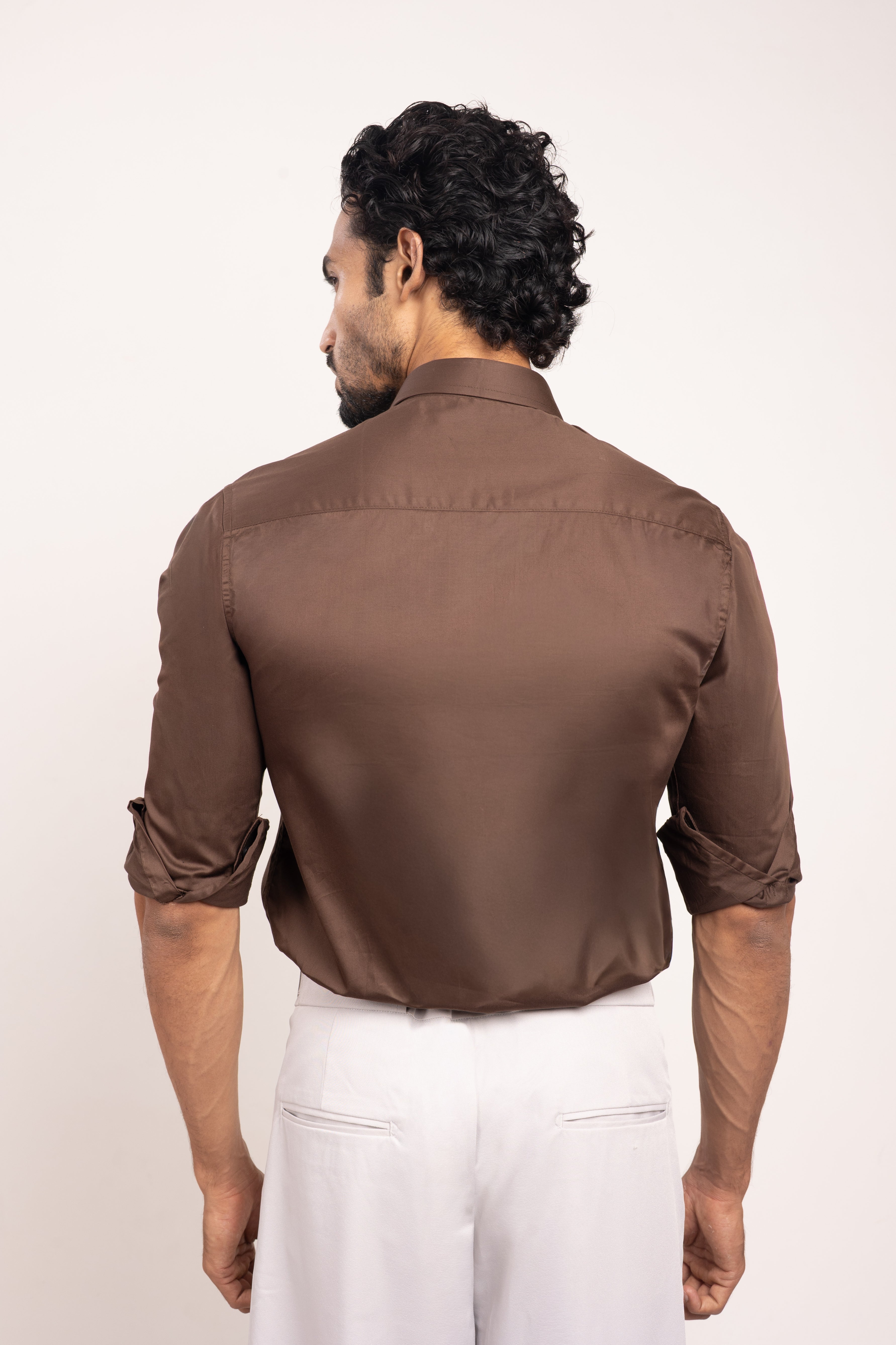Full sleeve slim fit Dark Brown Shirt