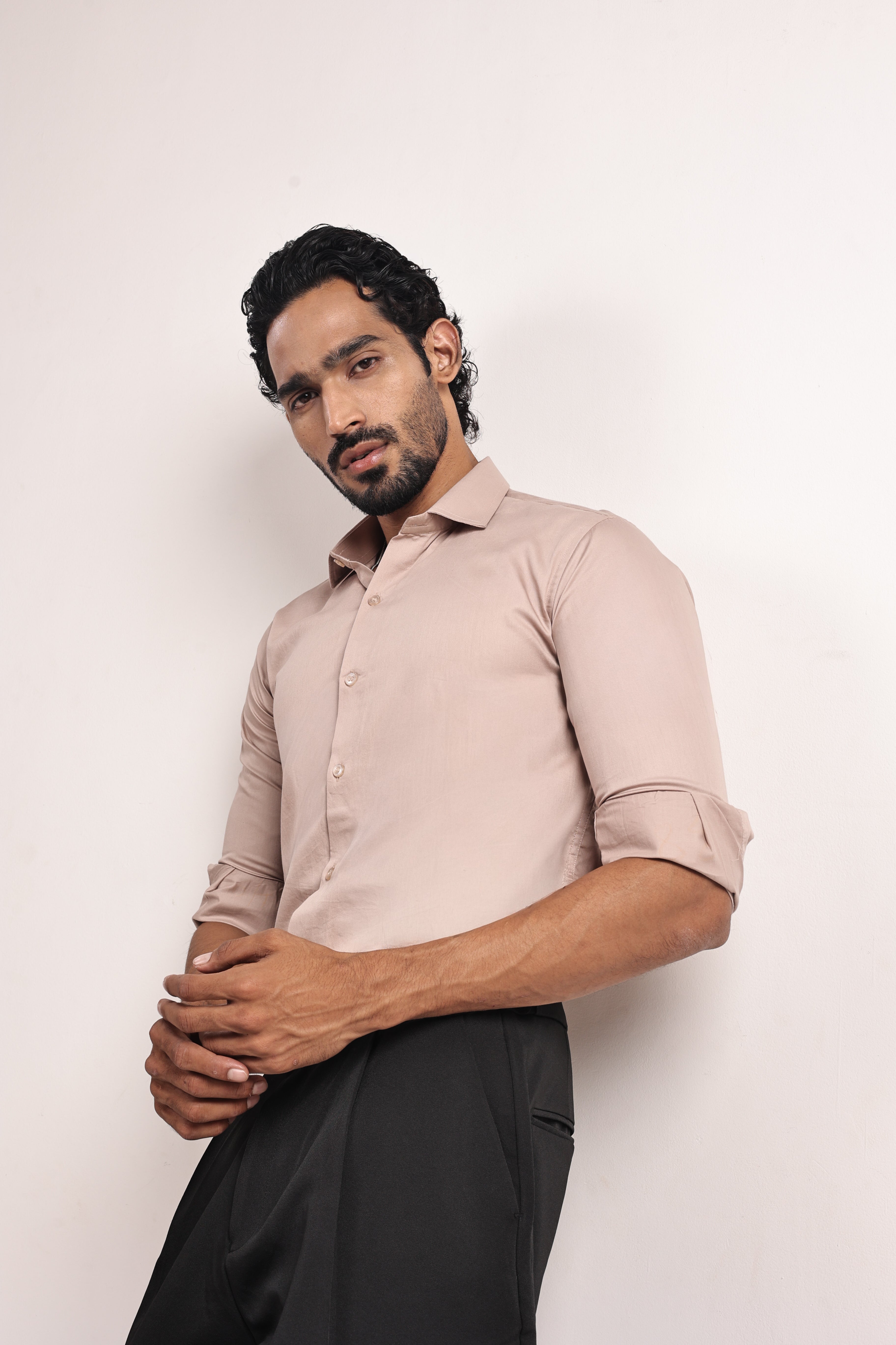 Full Sleeve Slim Fit Light Brown Shirt