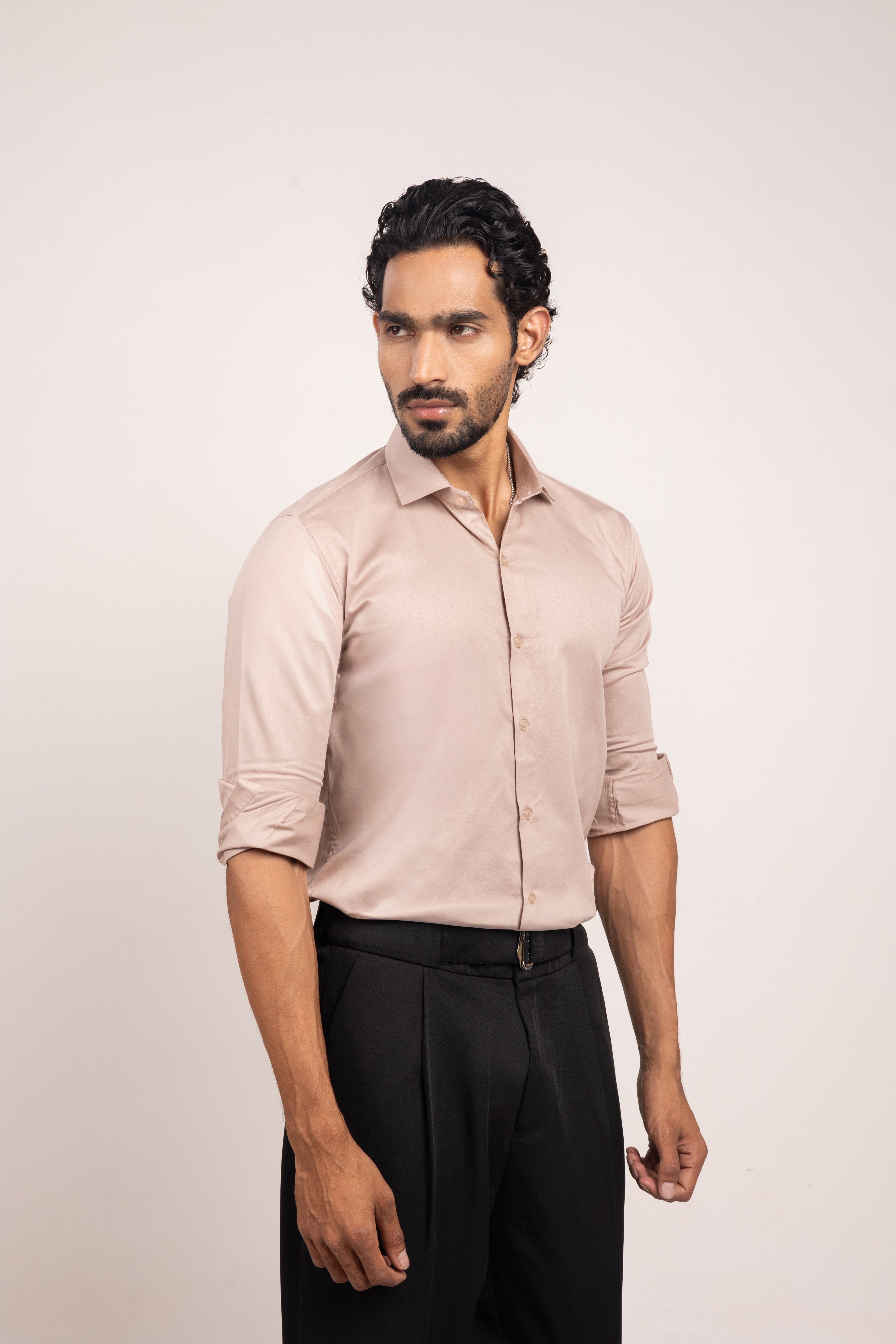 Full Sleeve Slim Fit Light Brown Shirt