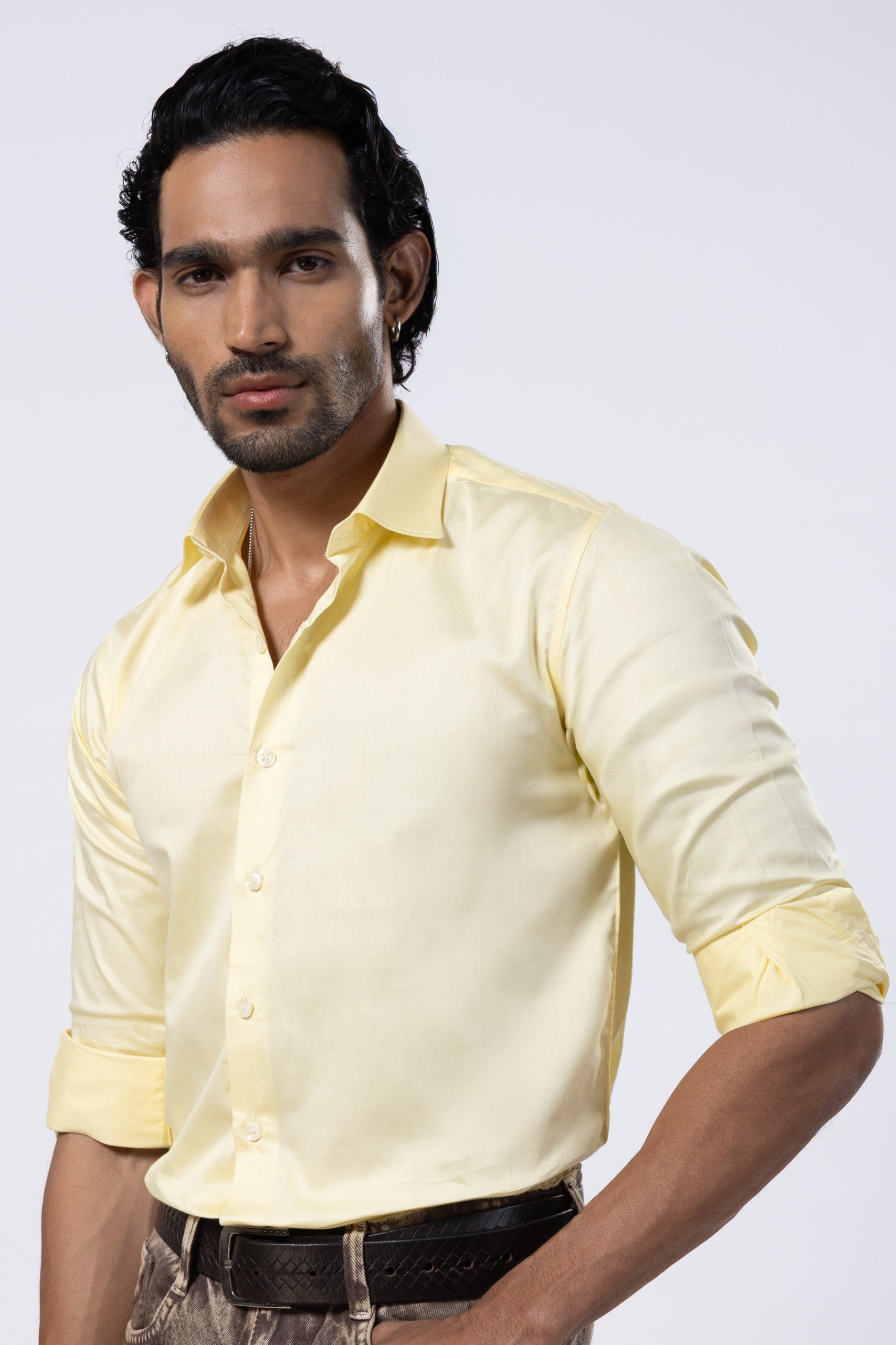 Full Sleeve Slim Fit Yellow Shirt