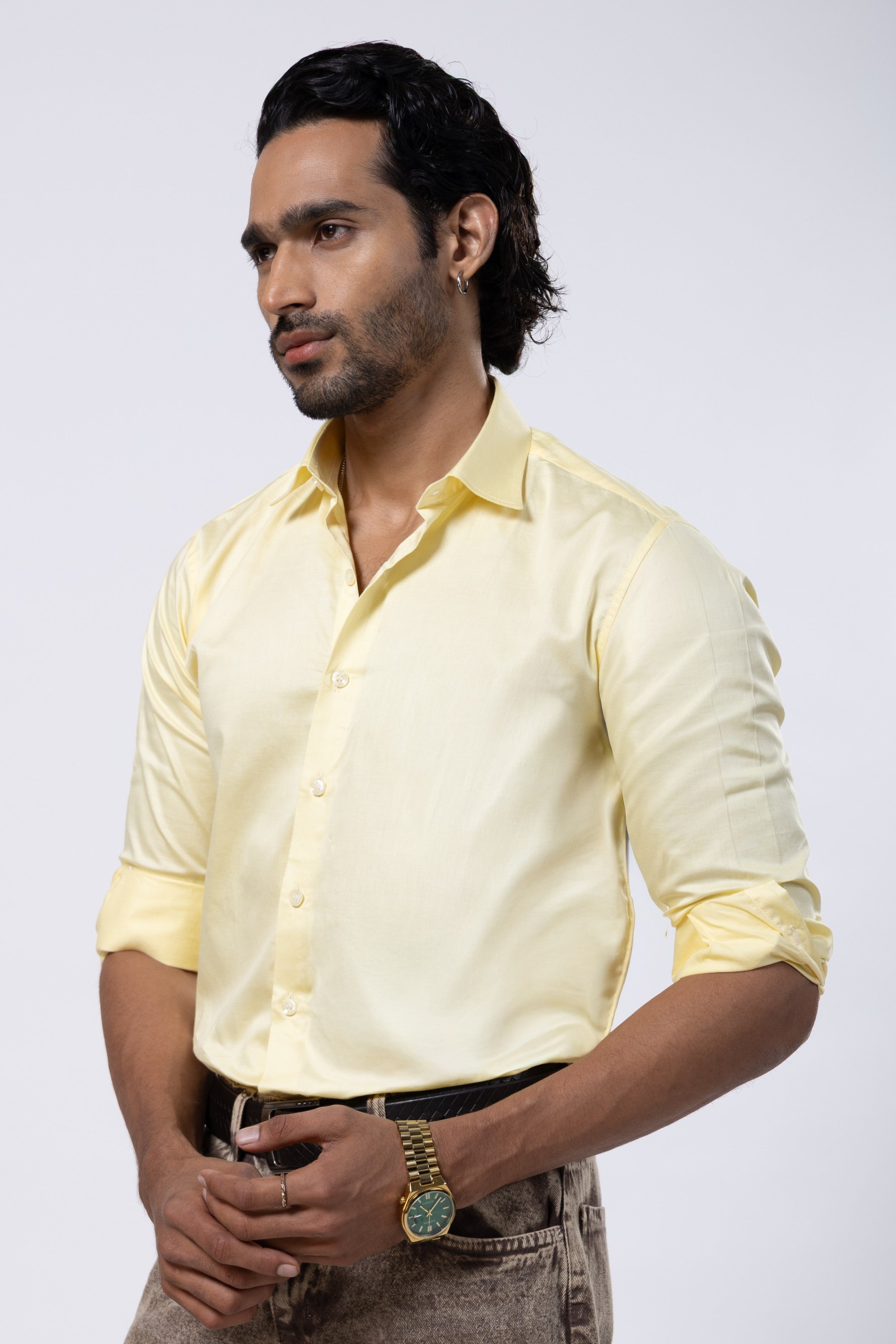 Full Sleeve Slim Fit Yellow Shirt