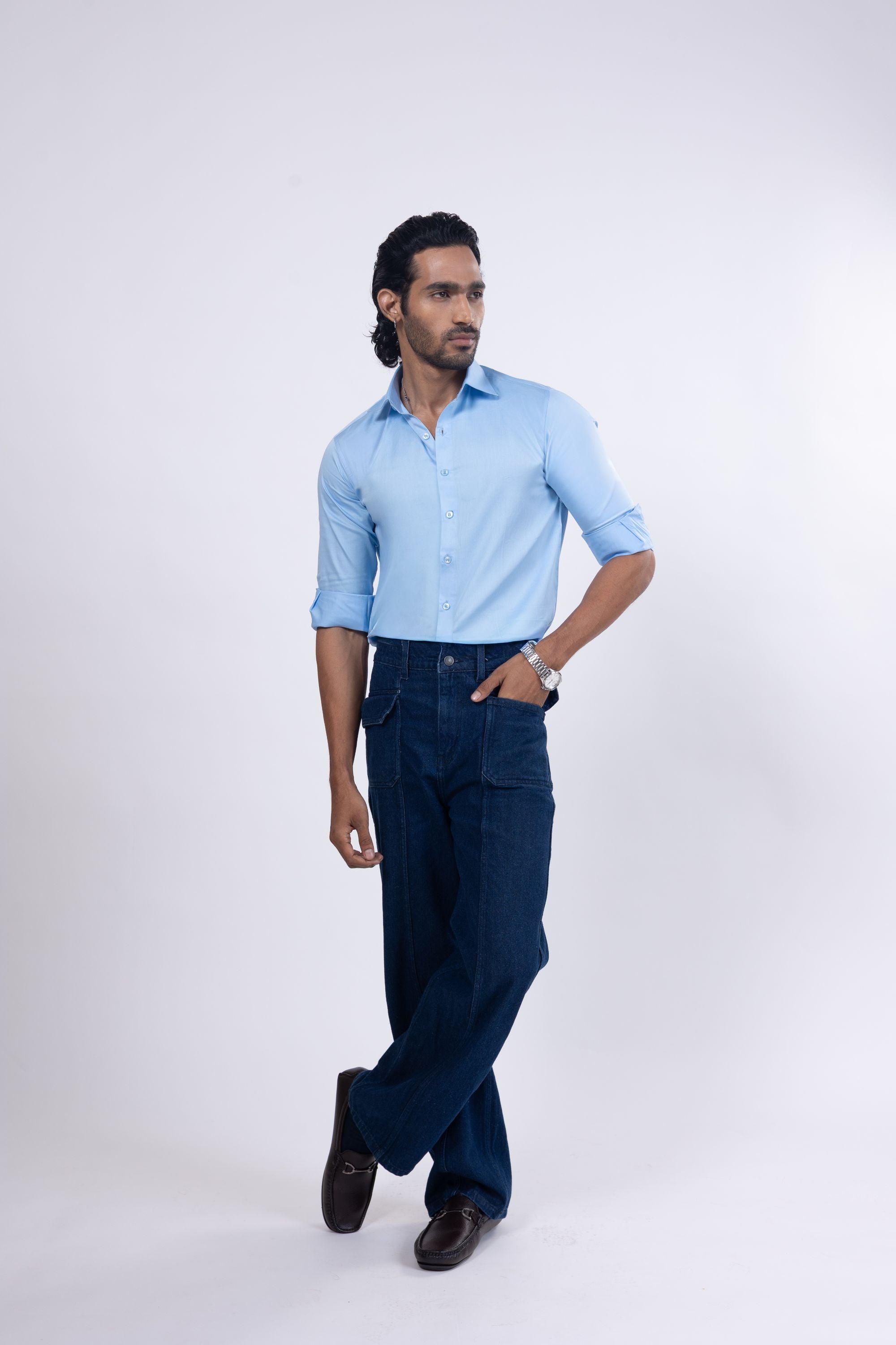 Full Sleeve Slim Fit Sky Blue Shirt