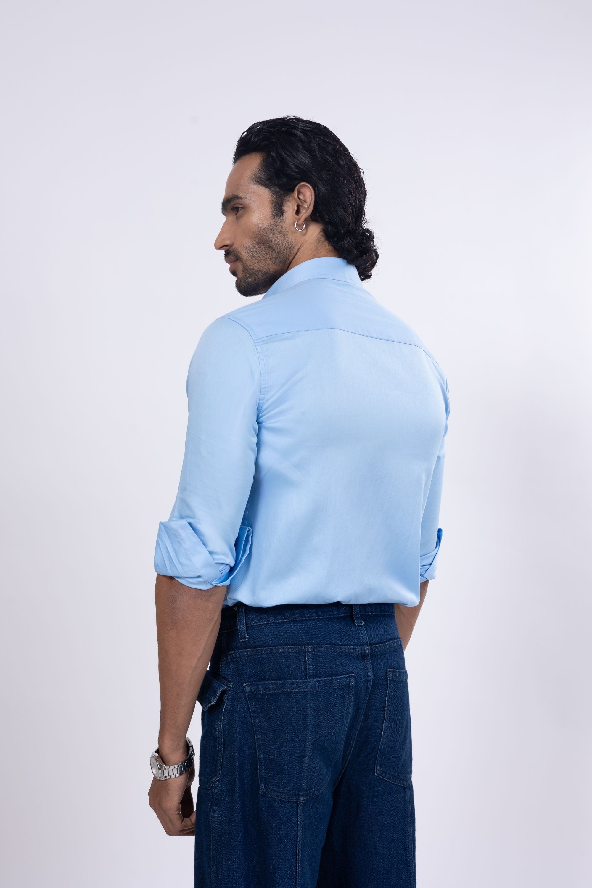 Full Sleeve Slim Fit Sky Blue Shirt