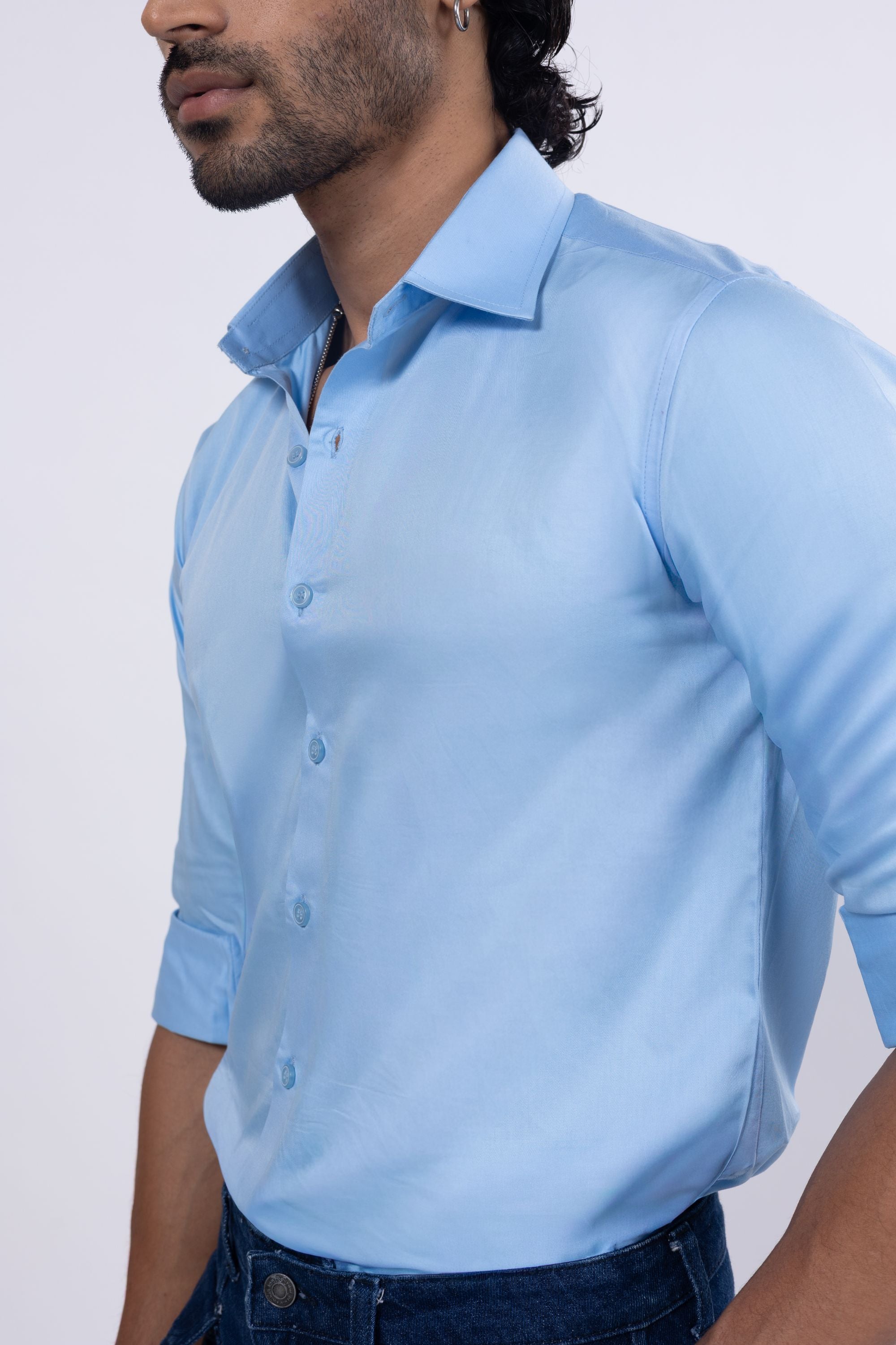 Full Sleeve Slim Fit Sky Blue Shirt
