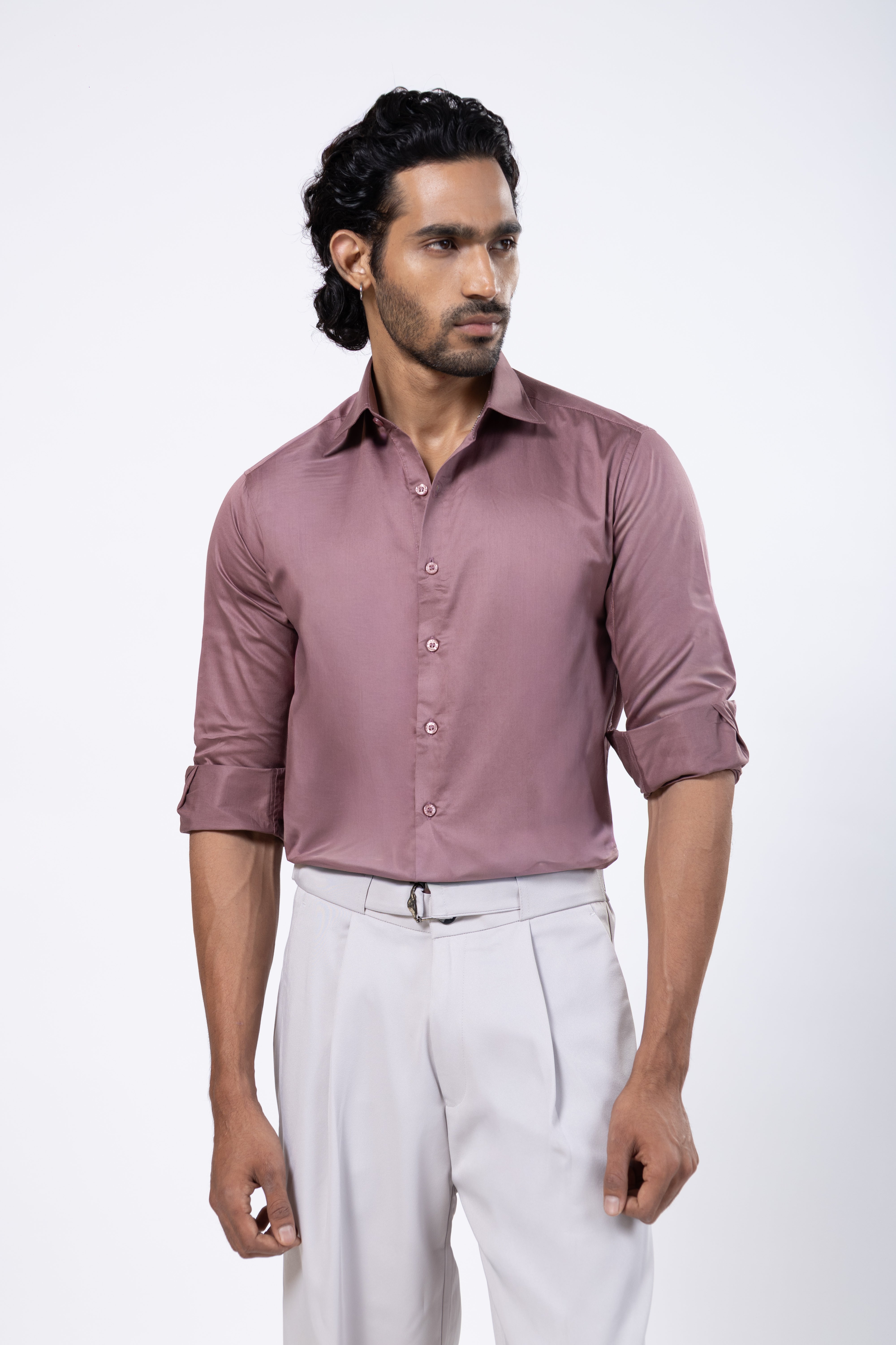 Full Sleeve Slim Fit Dusky Pink Shirt
