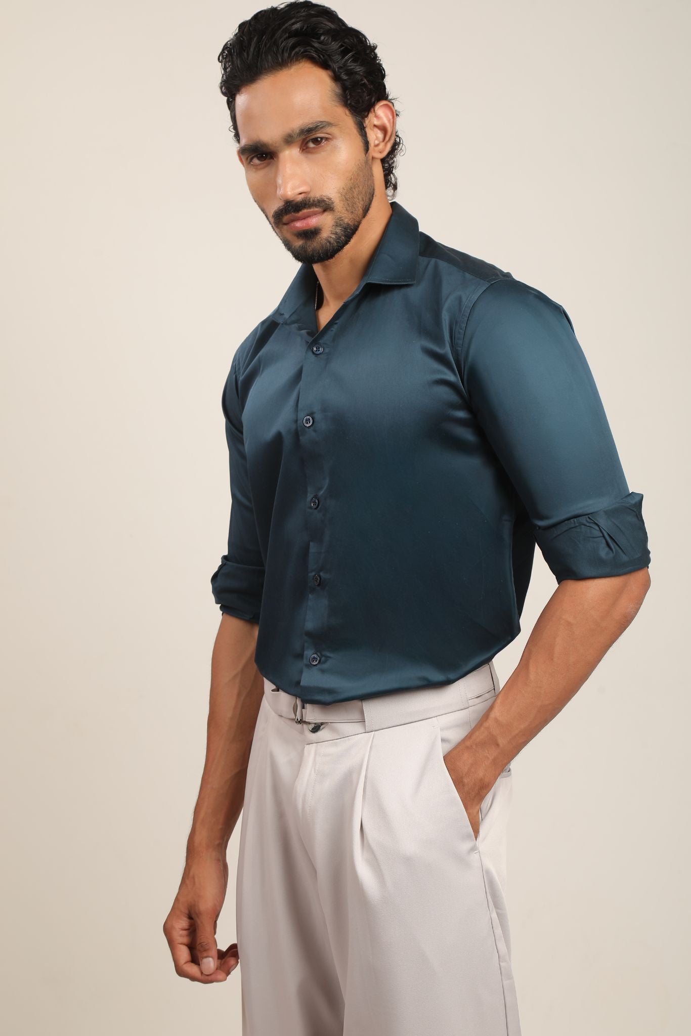 Full sleeve slim fit Shirt Teal