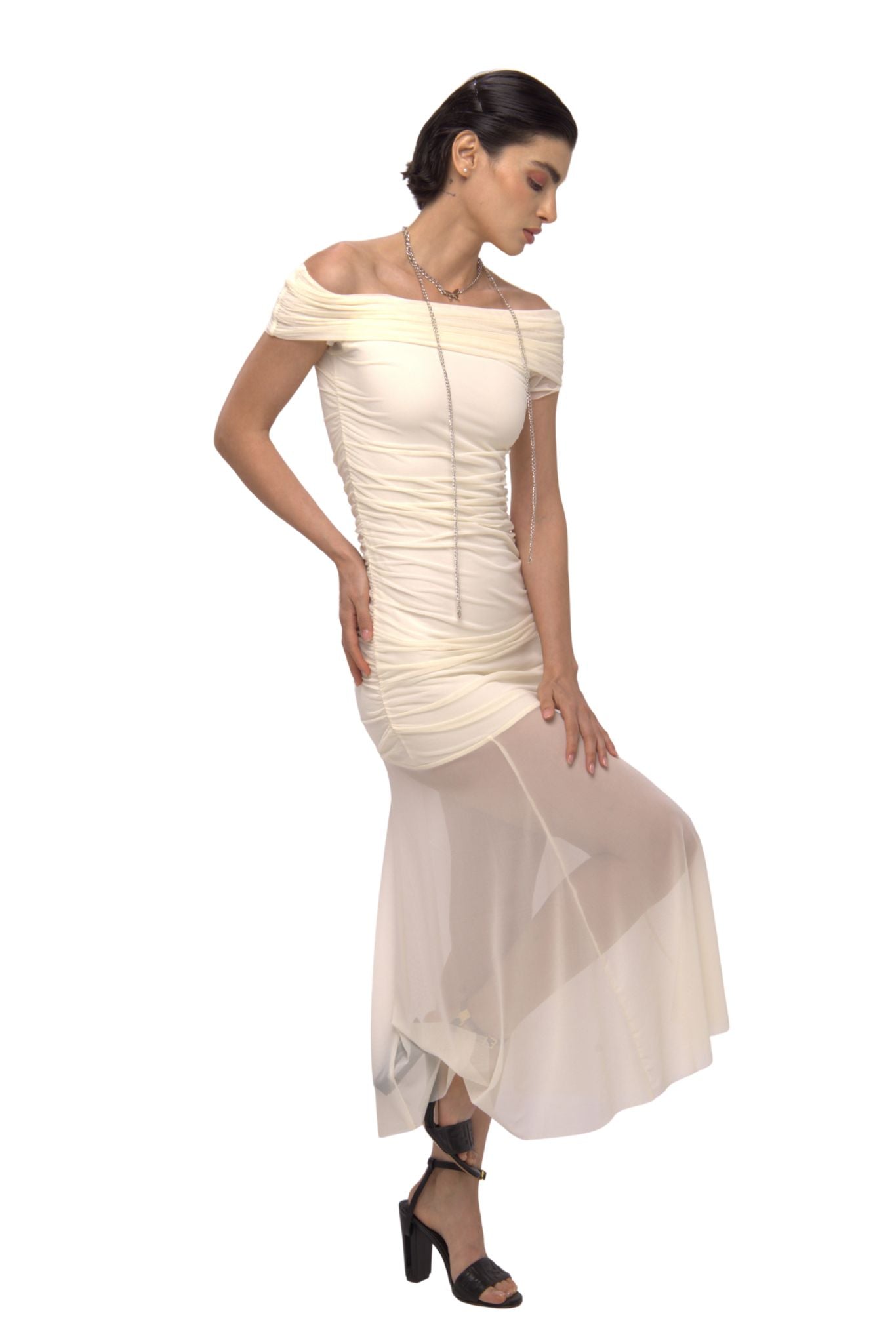 Halter neck Dress-Off White