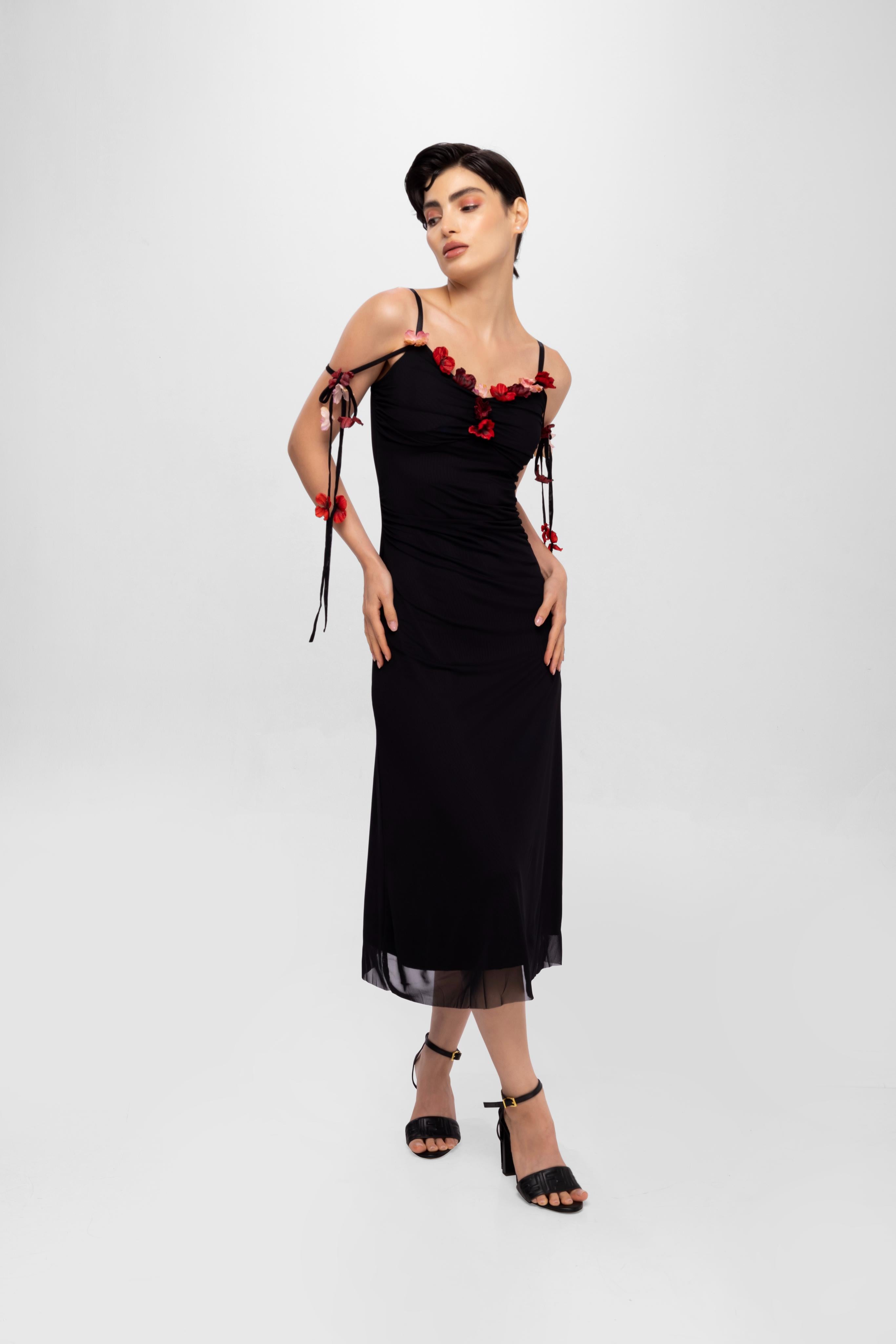Solid Spaghetti Straps mesh midi dress