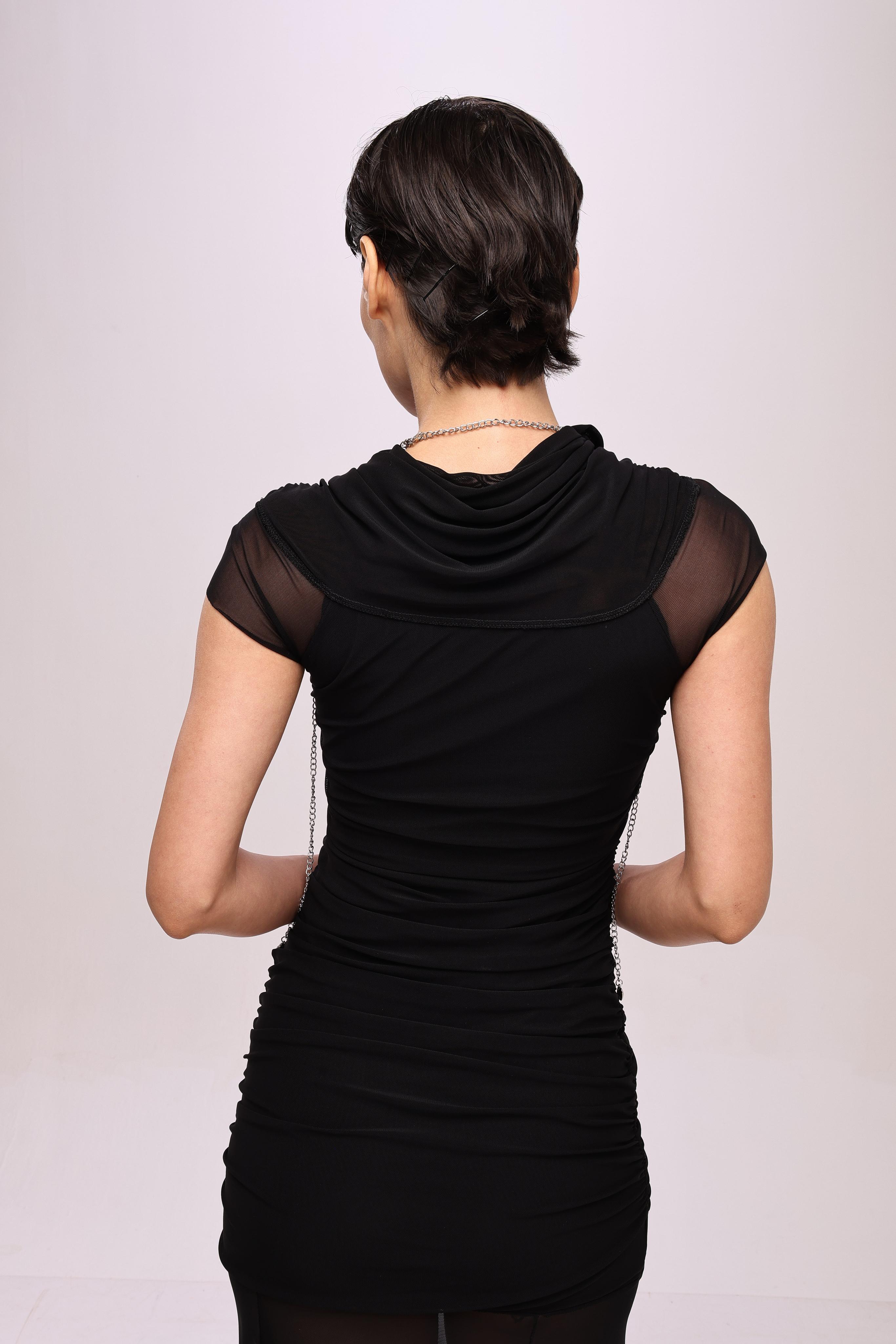 Halter neck Dress-Black