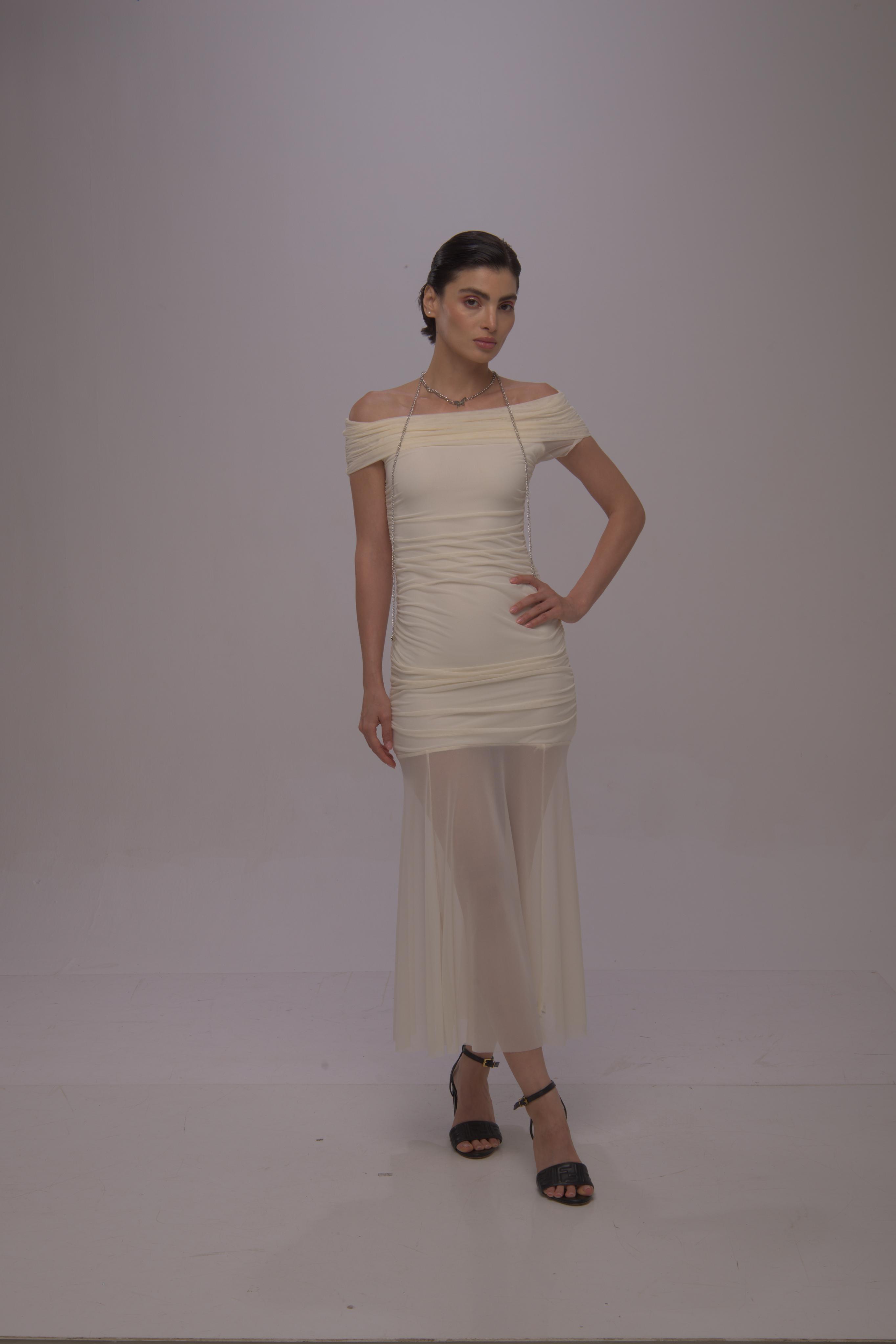 Halter neck Dress-Off White