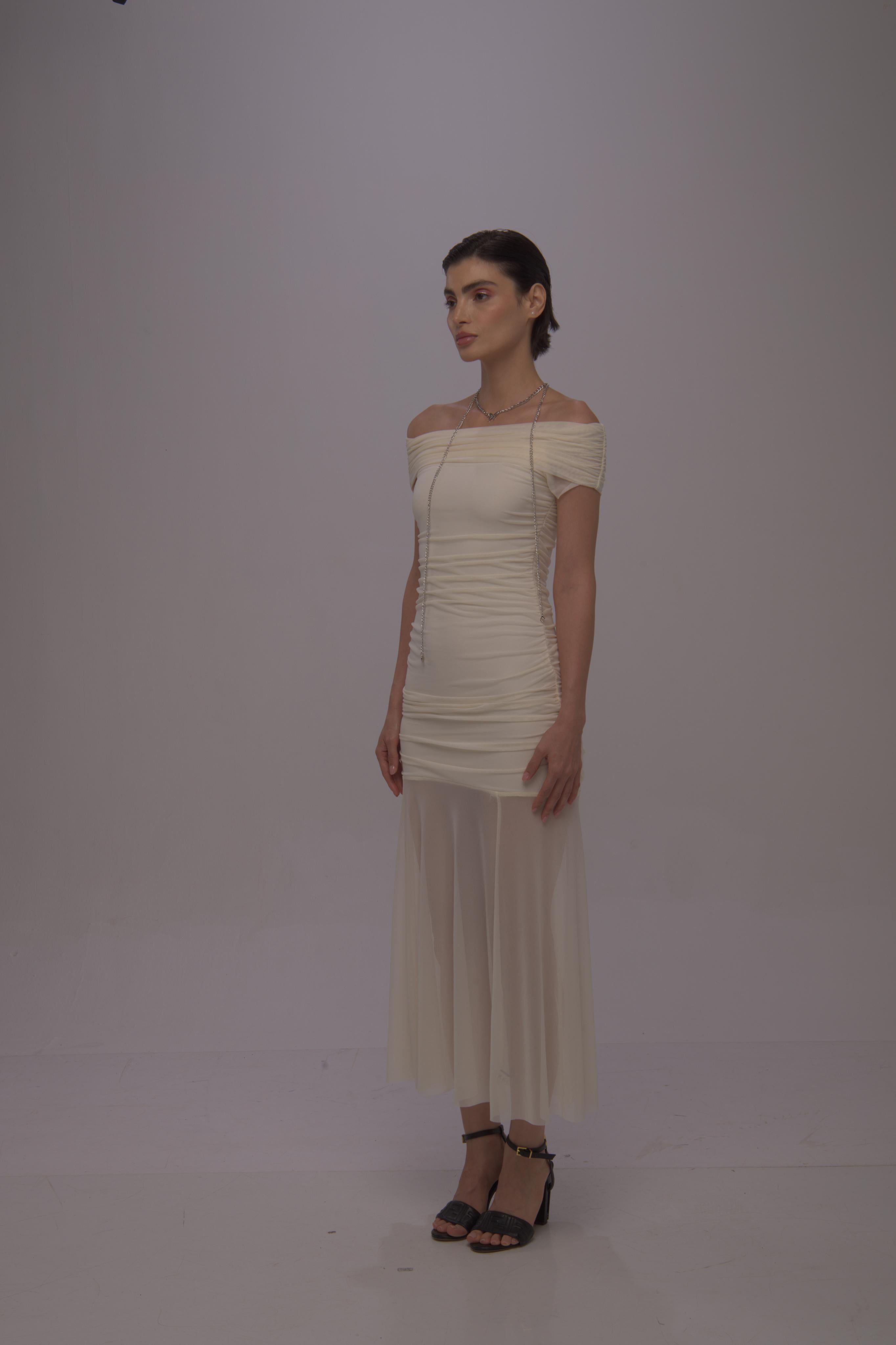 Halter neck Dress-Off White