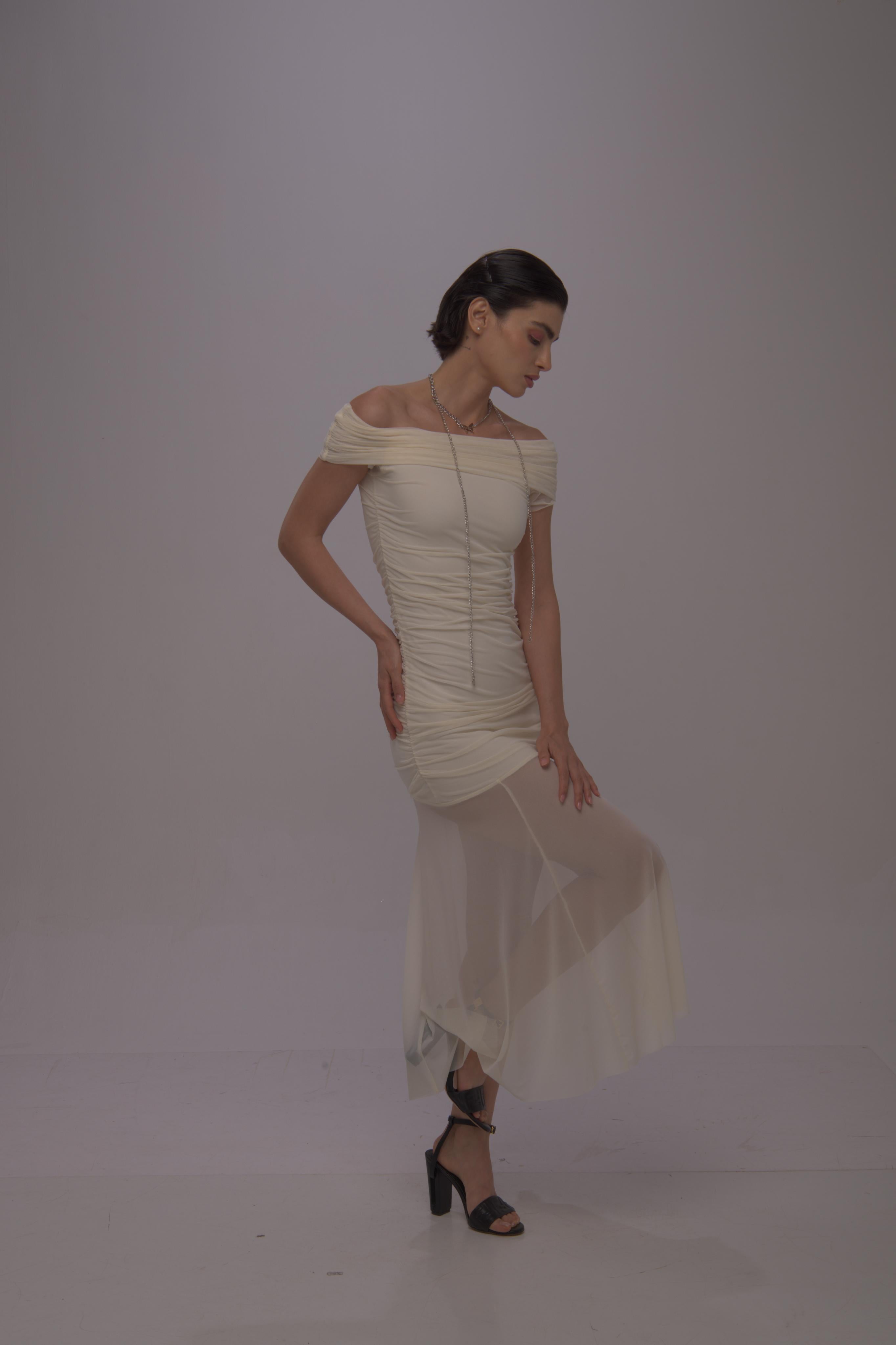 Halter neck Dress-Off White