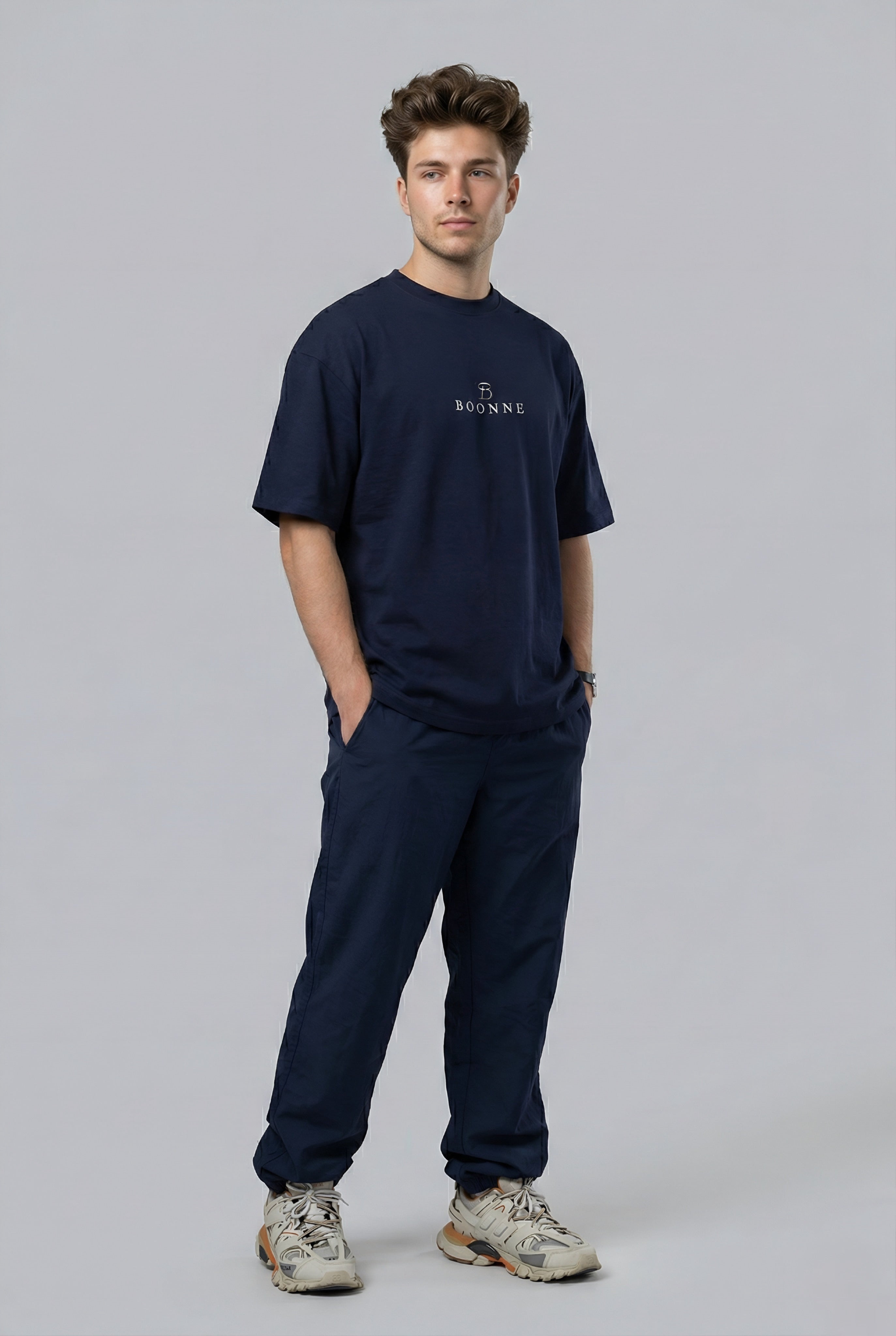 Premium cotton oversized men’s T-shirt-Navy