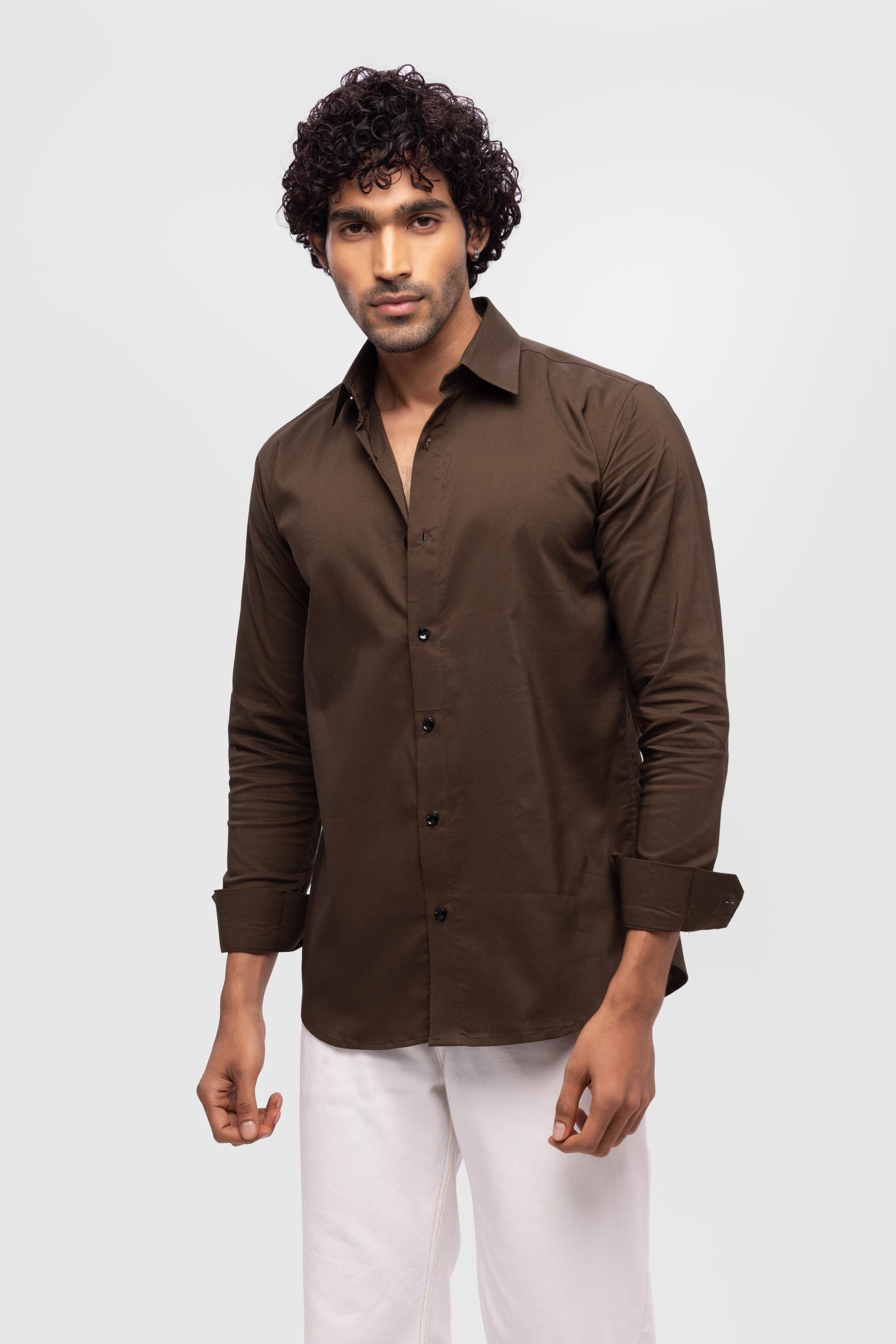 Full sleeve slim fit Shirt Brown