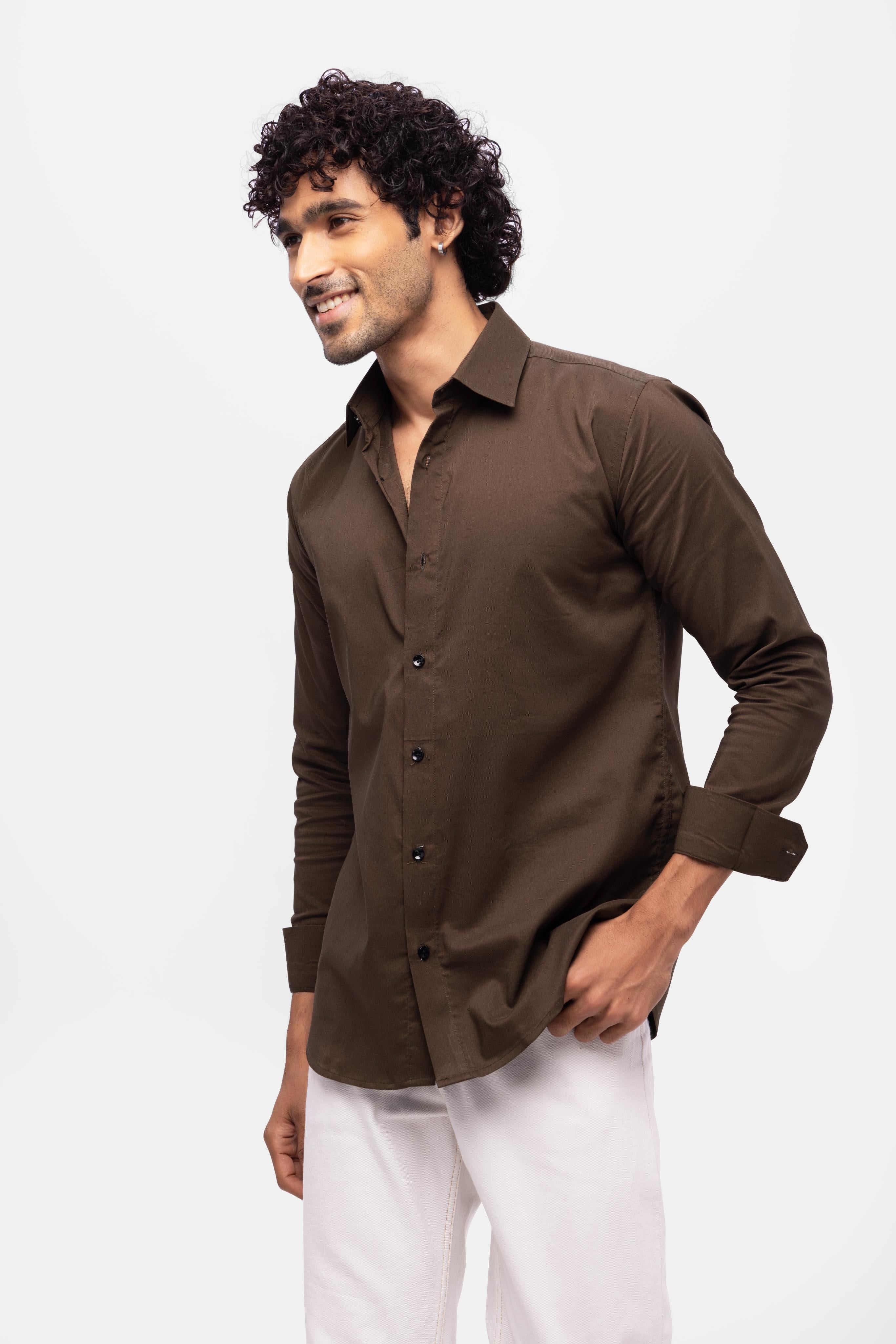 Full sleeve slim fit Shirt Brown