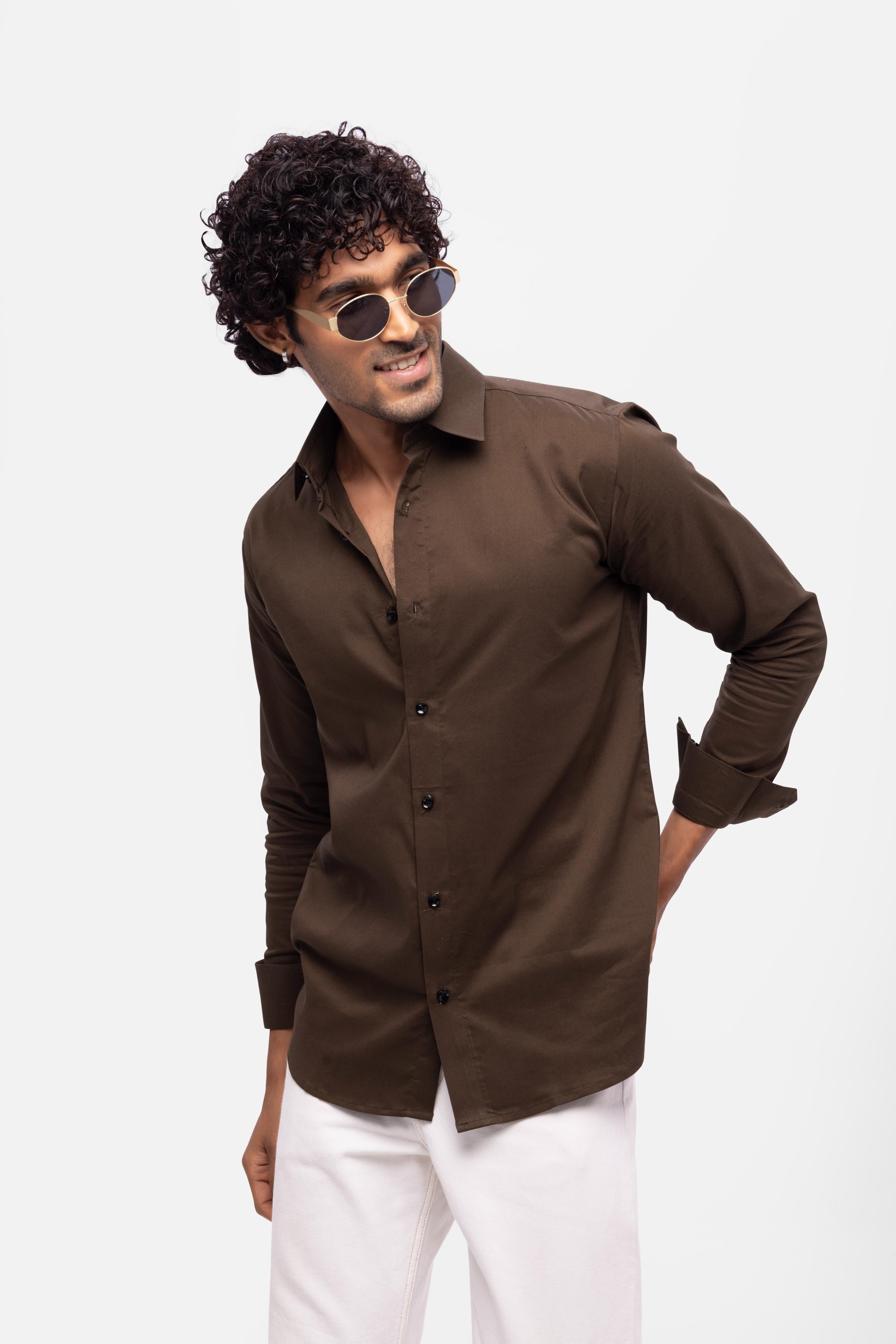 Full sleeve slim fit Shirt Brown