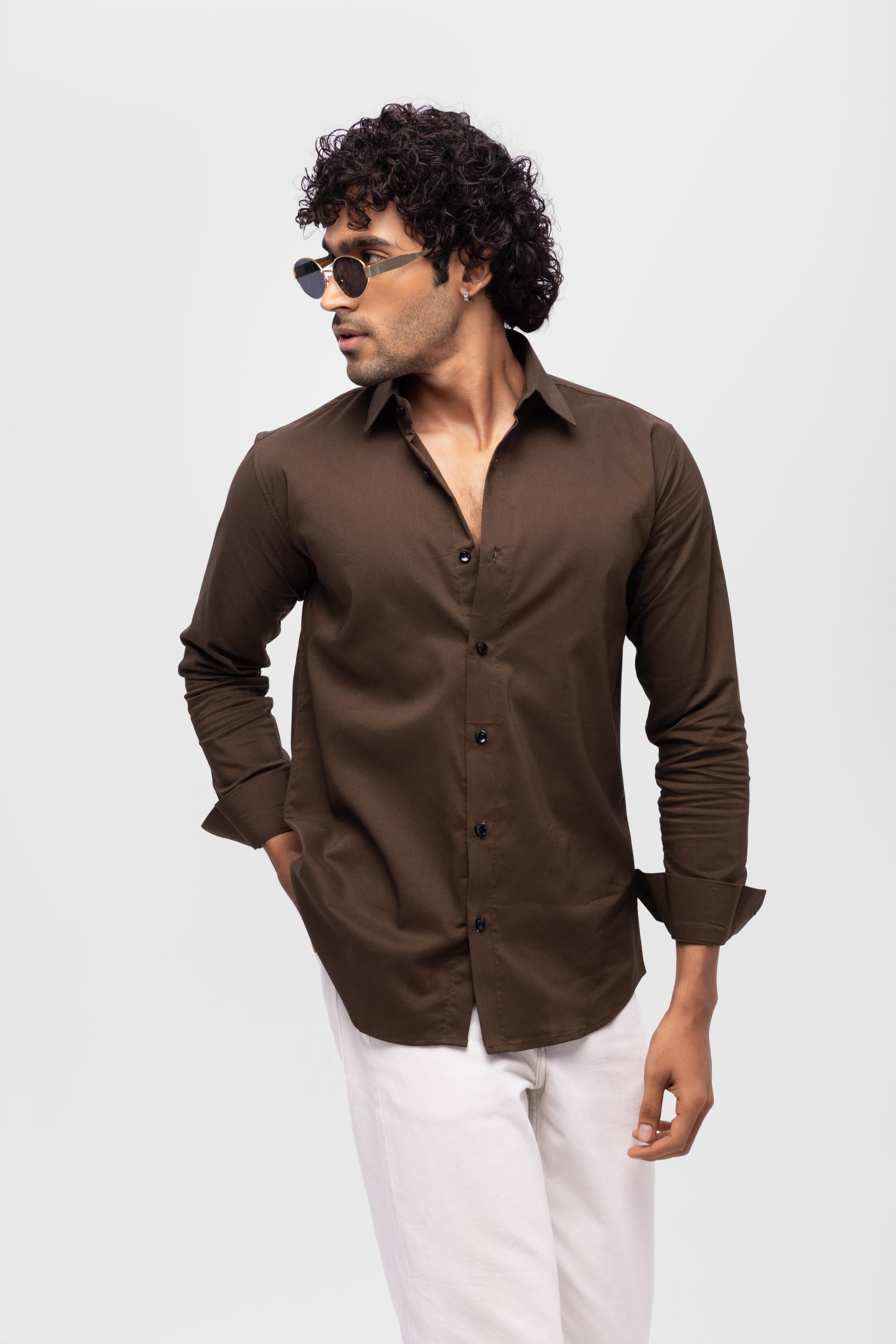 Full sleeve slim fit Shirt Brown